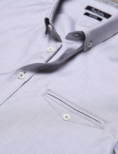 Gri Slim Fit Uzun Kollu Gömlek - 50186961080