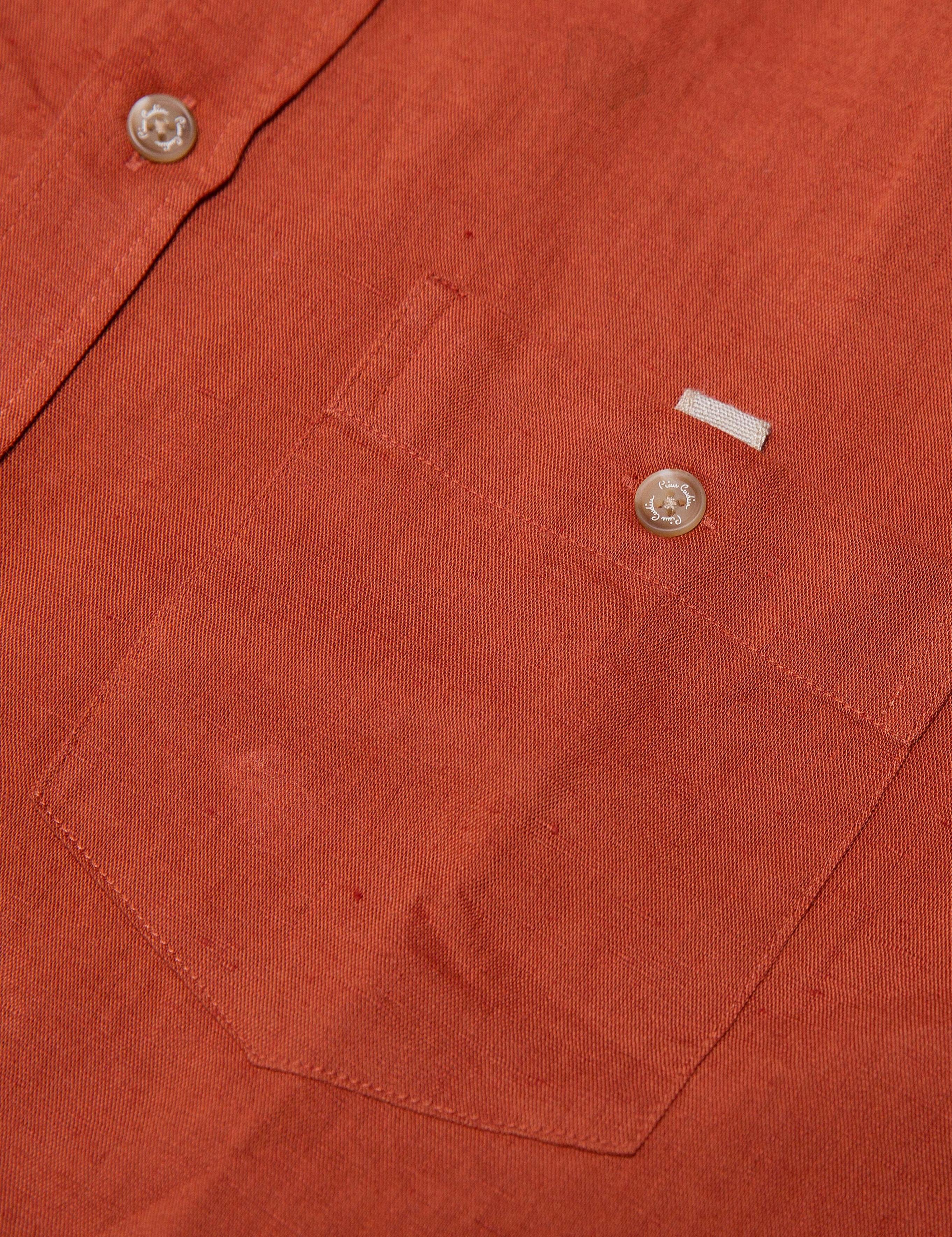 Turuncu Slim Fit Kısa Kollu Gömlek