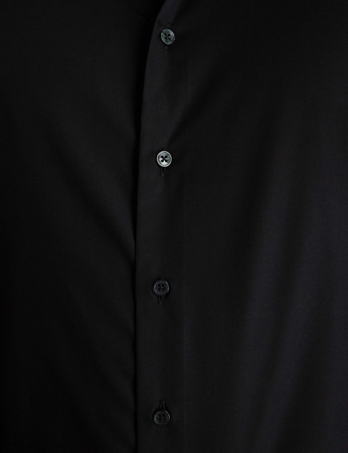 Siyah Slim Fit Uzun Kollu Basic Gömlek - 50197131025