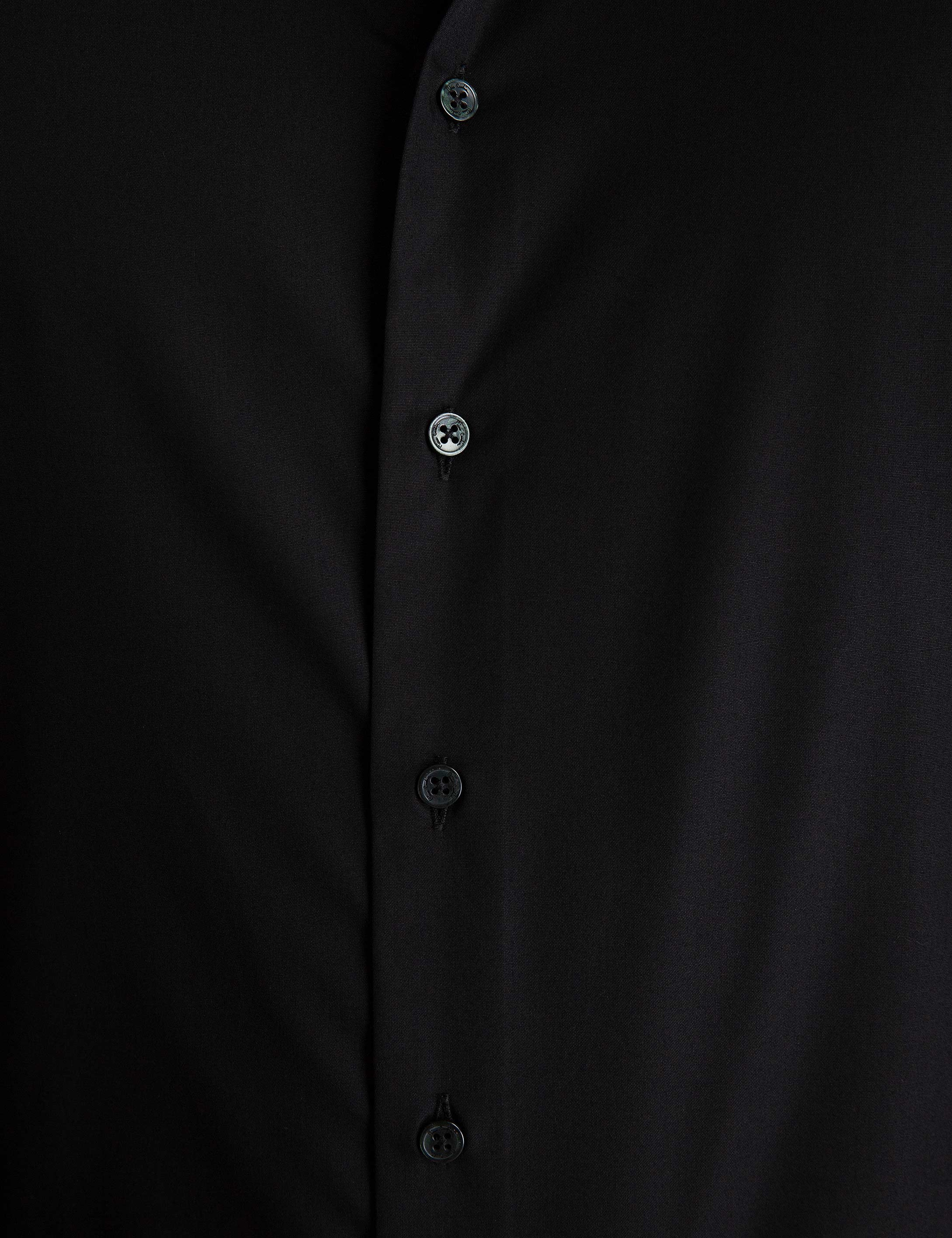 Siyah Slim Fit Uzun Kollu Basic Gömlek - Image 5