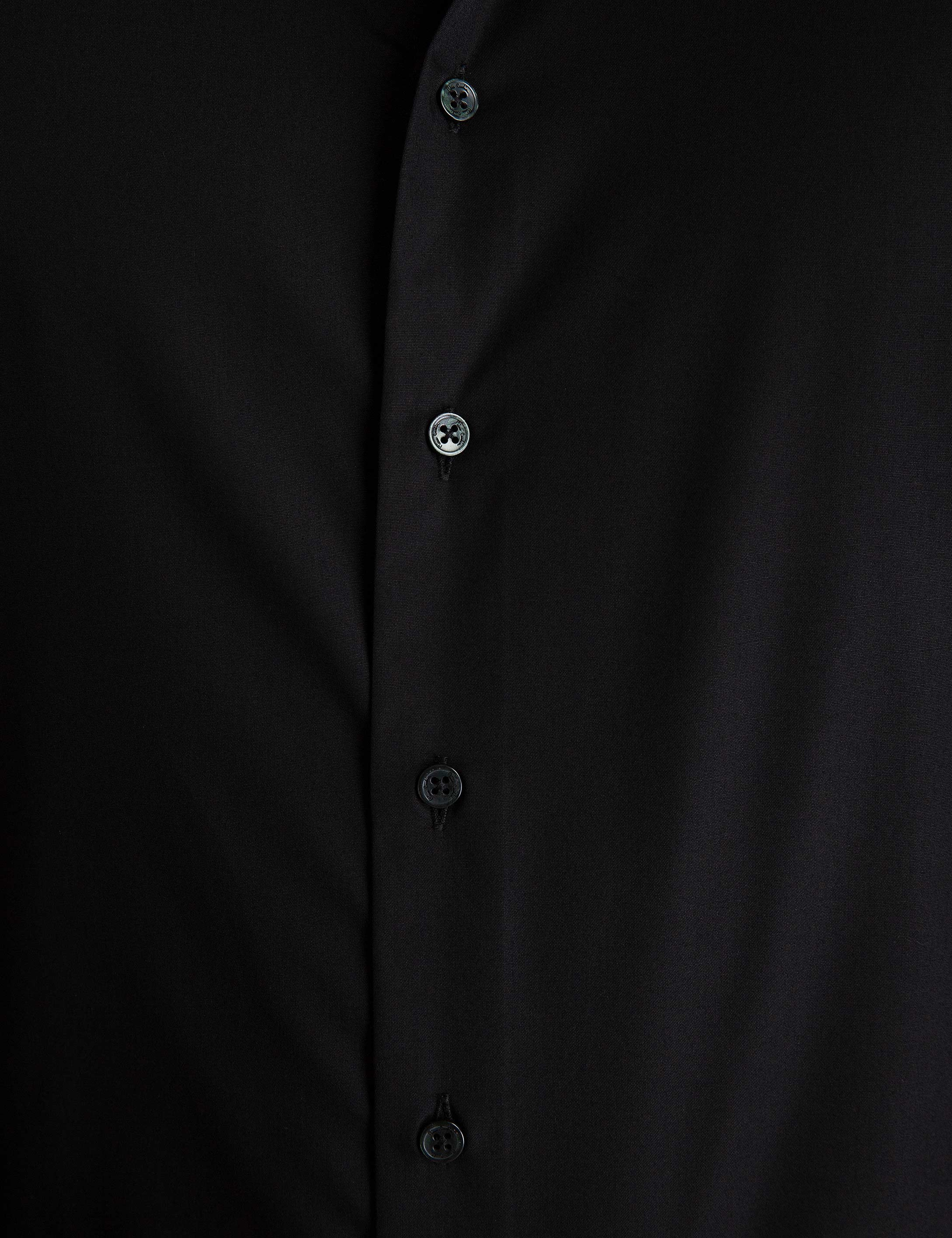 Siyah Slim Fit Uzun Kollu Basic Gömlek