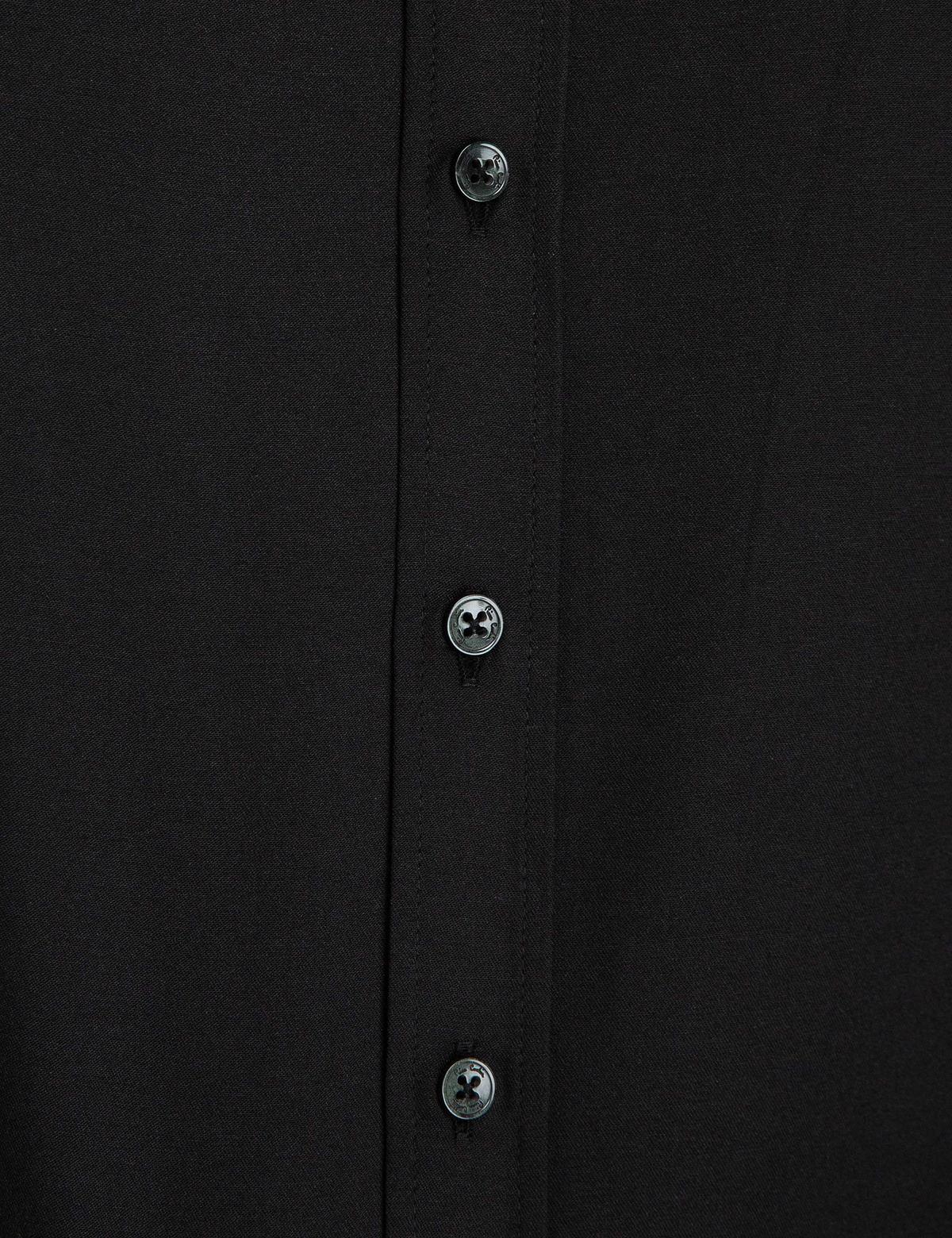 Siyah Slim Fit Uzun Kollu Basic Gömlek - 50197133023