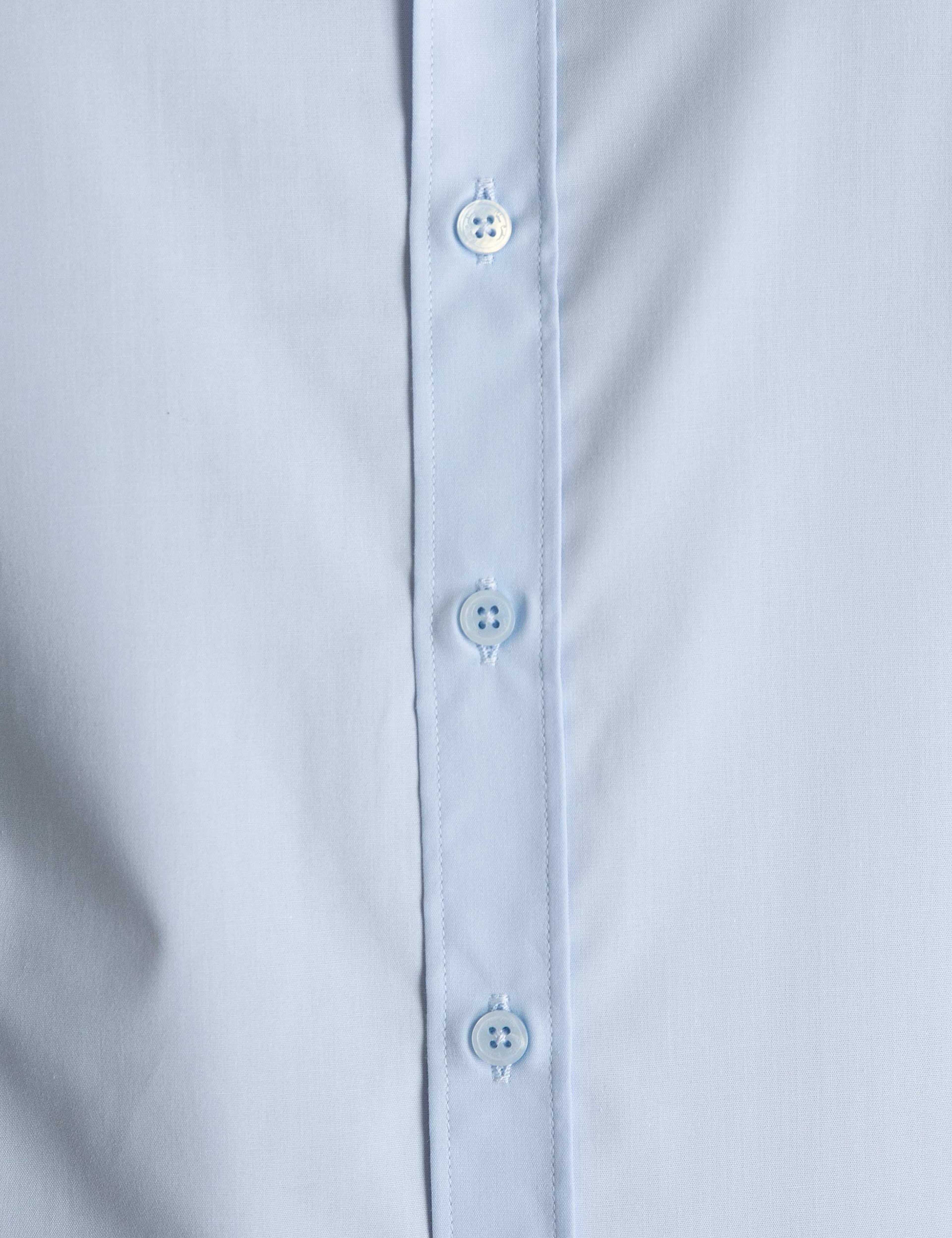 Açık Mavi Slim Fit Uzun Kollu Basic Gömlek - Image 5