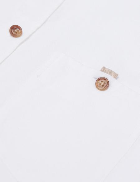 Beyaz Slim Fit Kısa Kollu Keten Karışımlı Gömlek - 50185776024