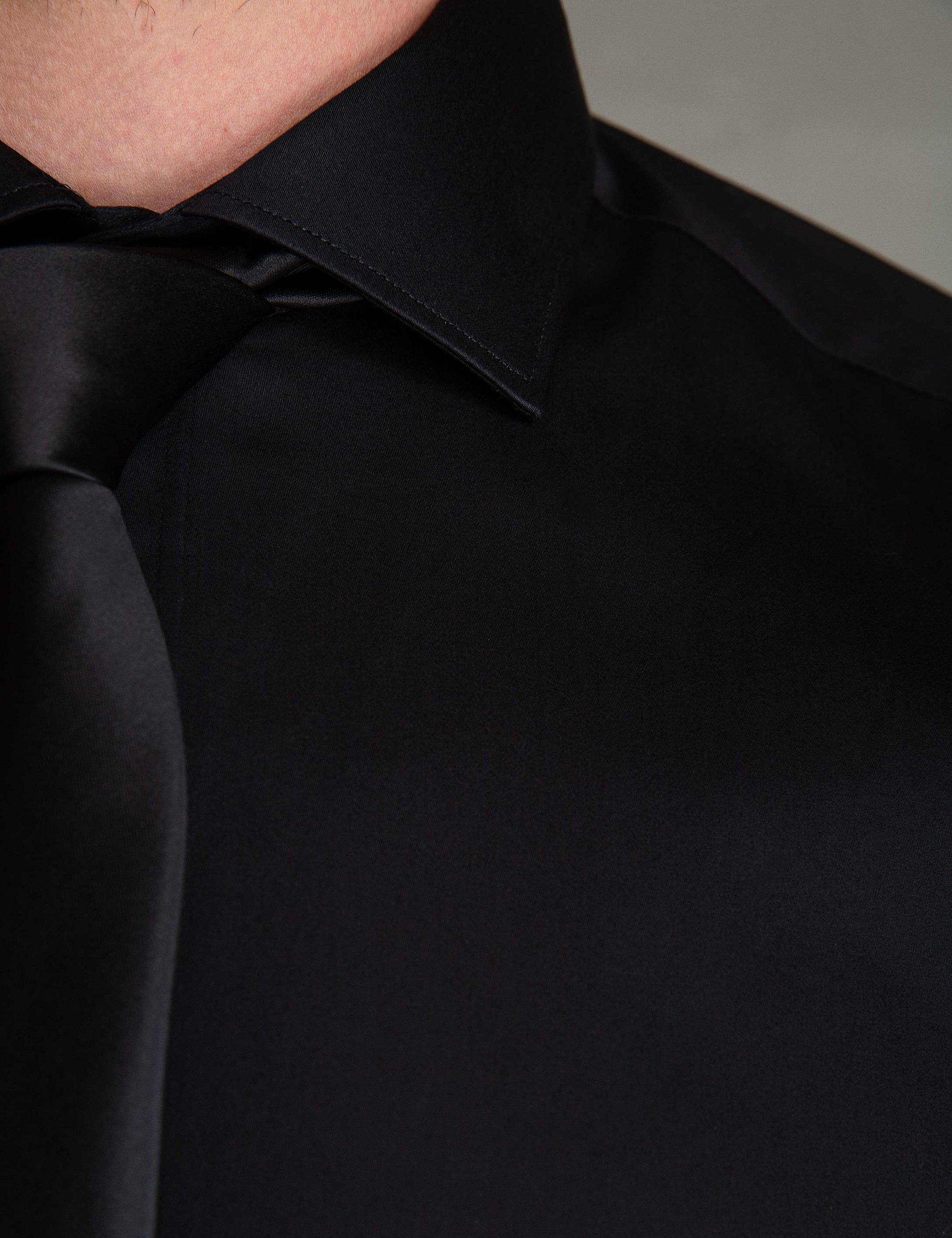 Siyah Slim Fit Uzun Kollu Basic Gömlek