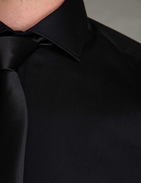 Siyah Slim Fit Uzun Kollu Basic Gömlek - 50197101025