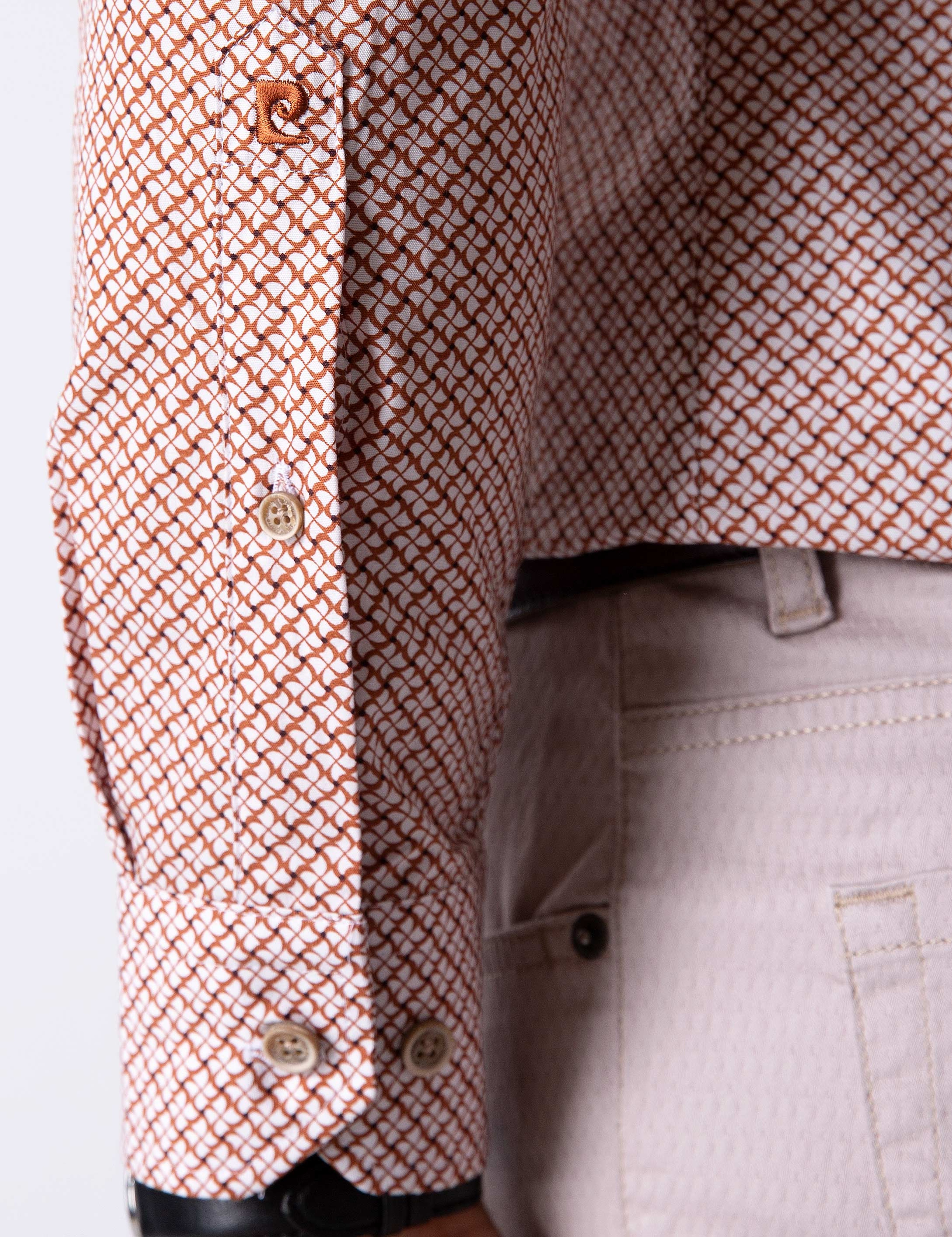 Turuncu Slim Fit Uzun Kollu Gömlek - Image 5