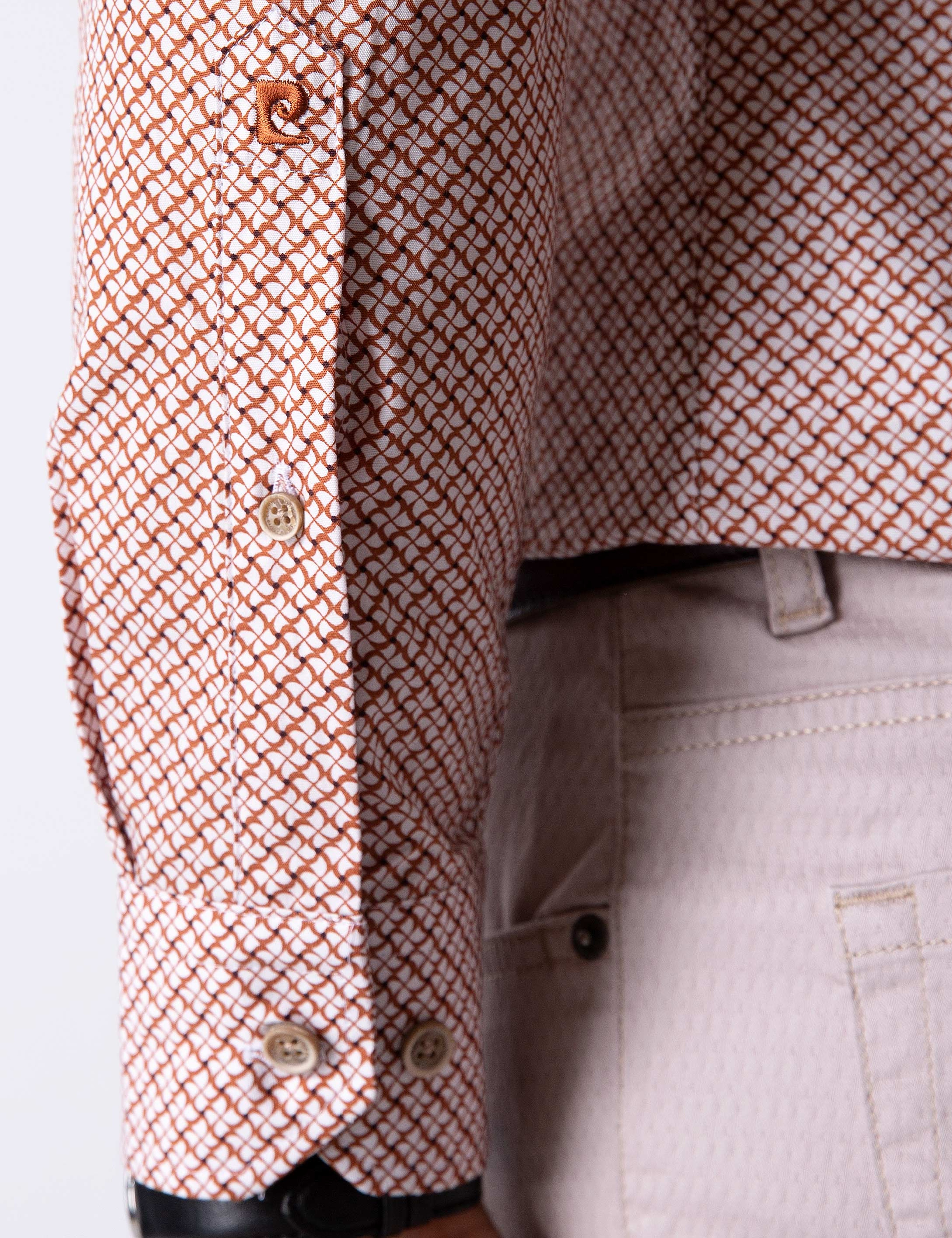 Turuncu Slim Fit Uzun Kollu Gömlek
