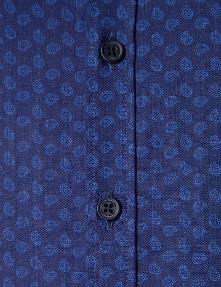 Lacivert Slim Fit Kısa Kollu Gömlek - 50205849036