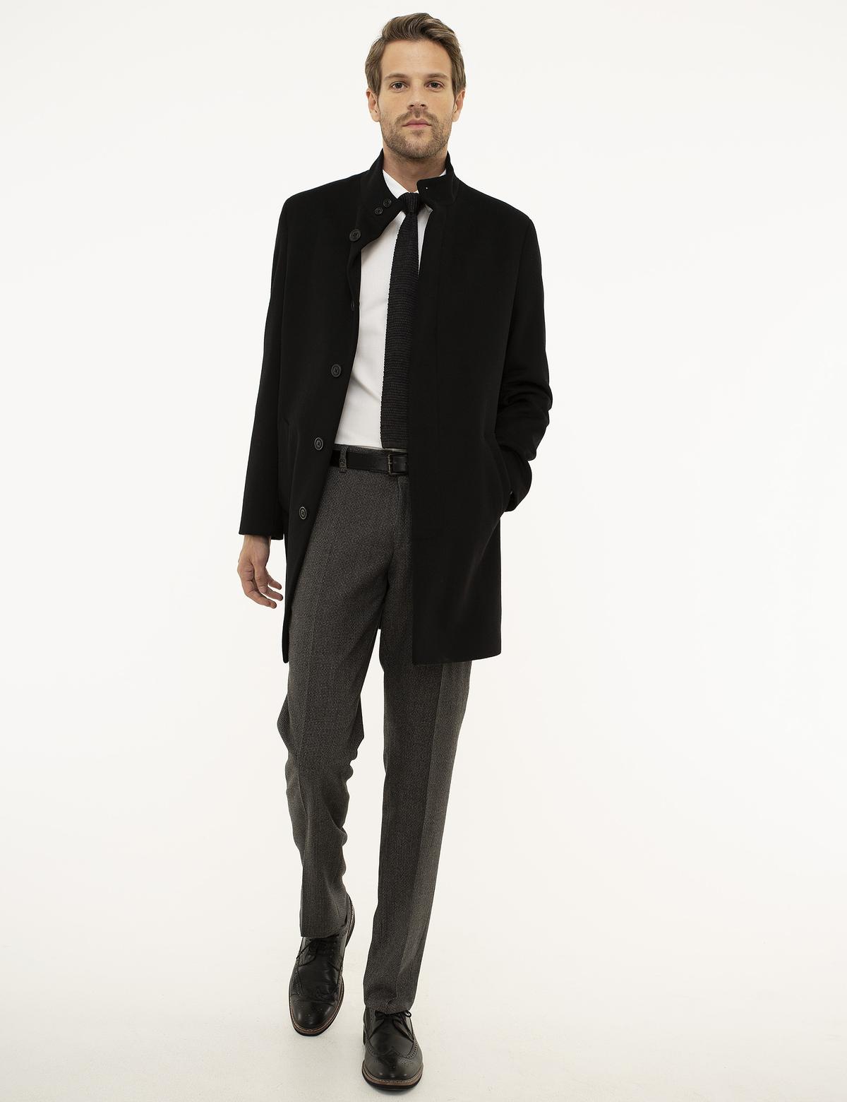 Siyah Slim Fit Palto - 50207639002