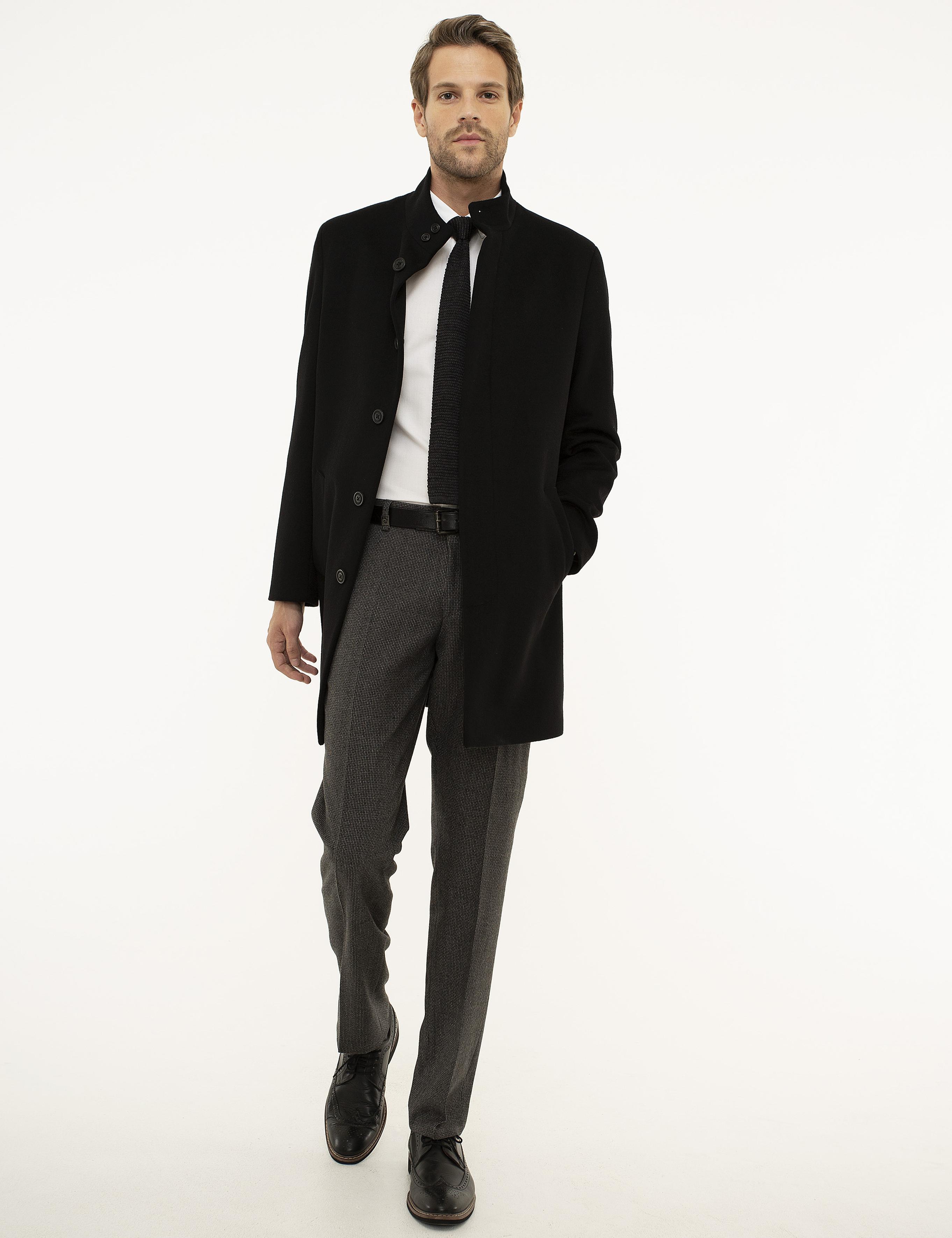 Siyah Slim Fit Palto
