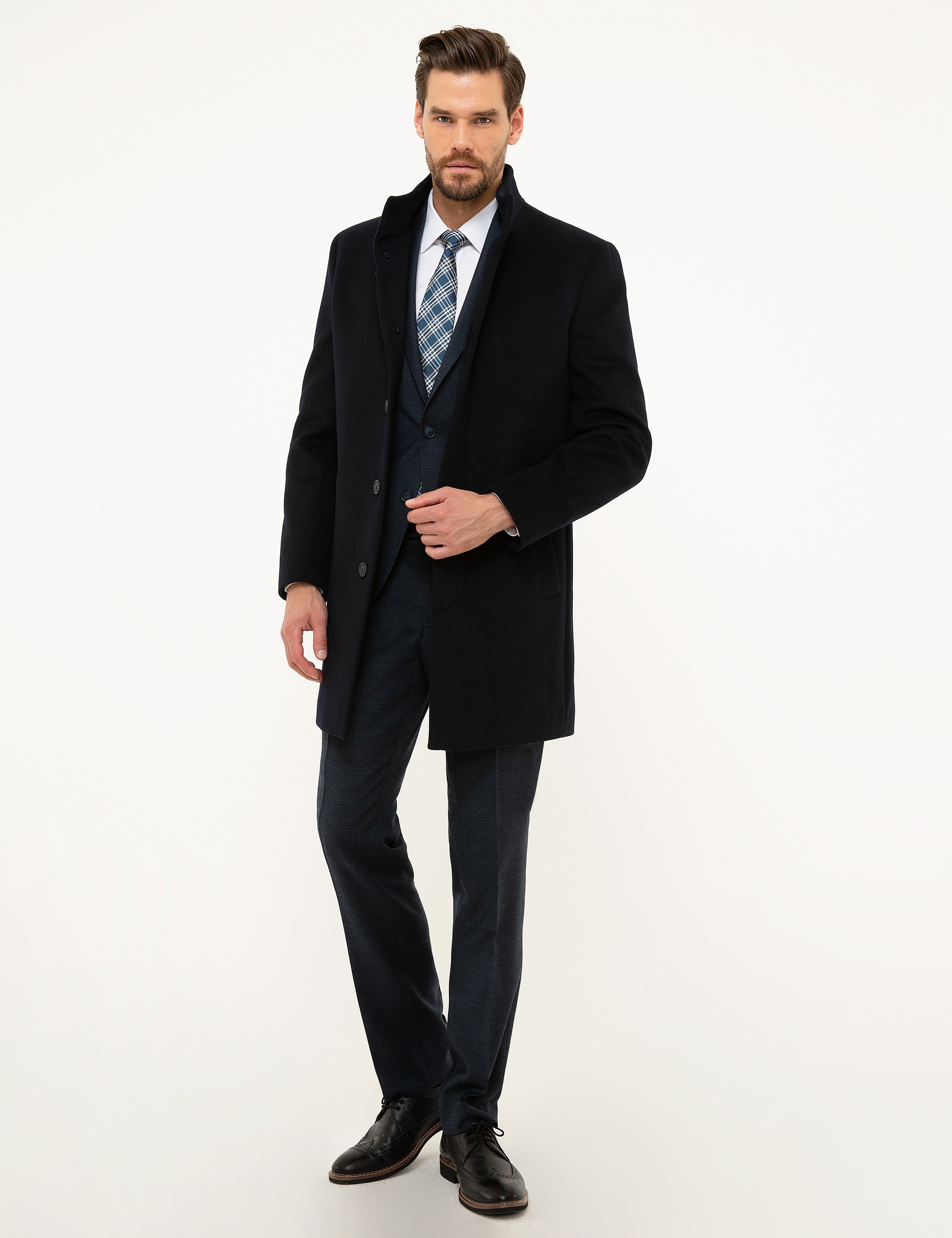 Lacivert Slim Fit Palto - Image 5