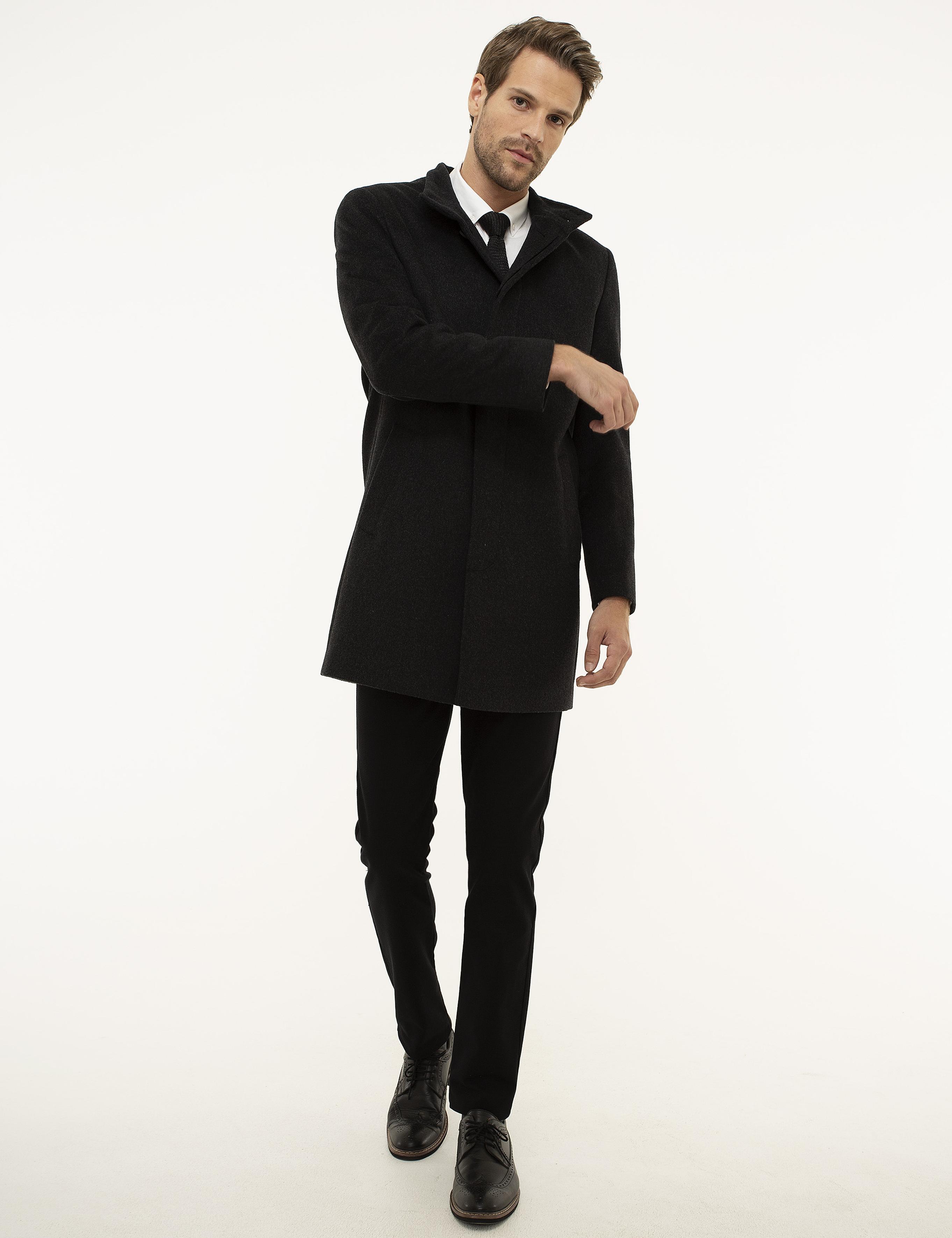 Antrasit Slim Fit Palto