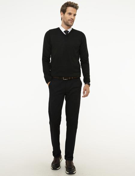 Siyah Slim Fit Basic Kazak - 50206762013