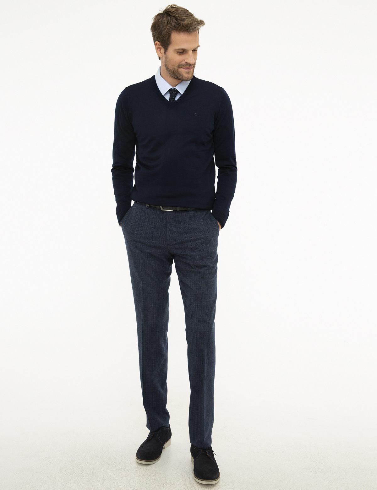 Lacivert Slim Fit Basic Kazak - 50206762024