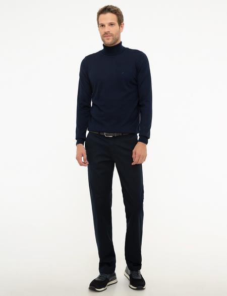 Lacivert Slim Fit Basic Kazak - 50206771017