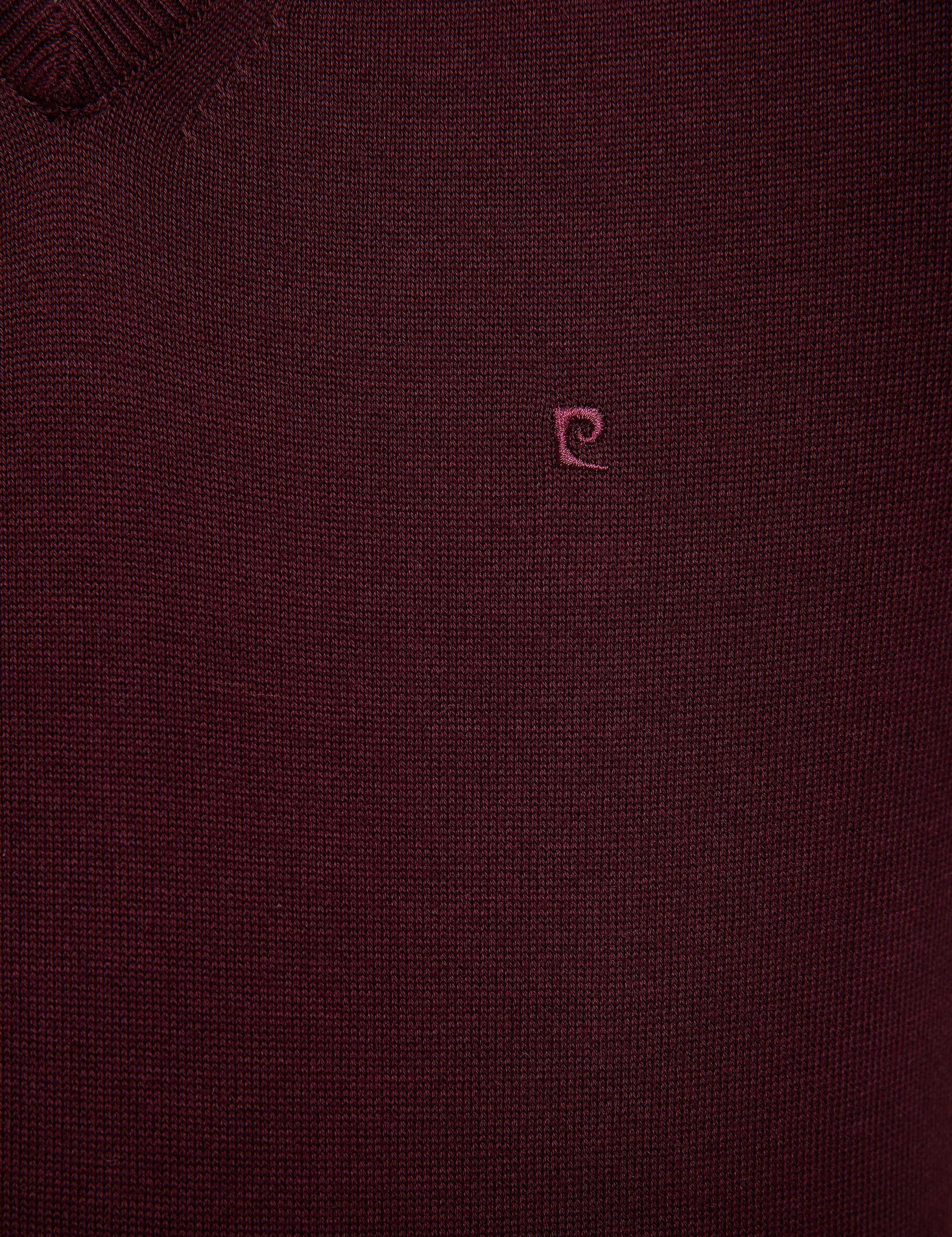 Bordo Slim Fit V Yaka Basic Triko Kazak