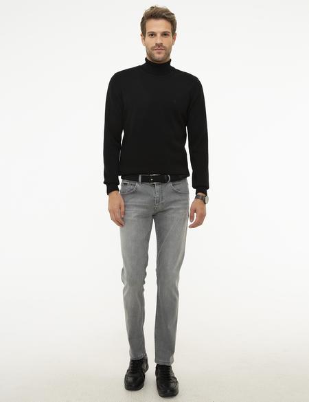 Siyah Slim Fit Basic Kazak - 50207572141