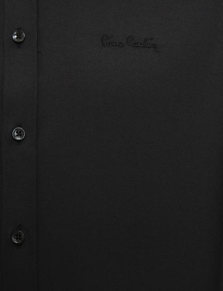 Siyah Slim Fit Uzun Kollu Basic Gömlek - 50207628019