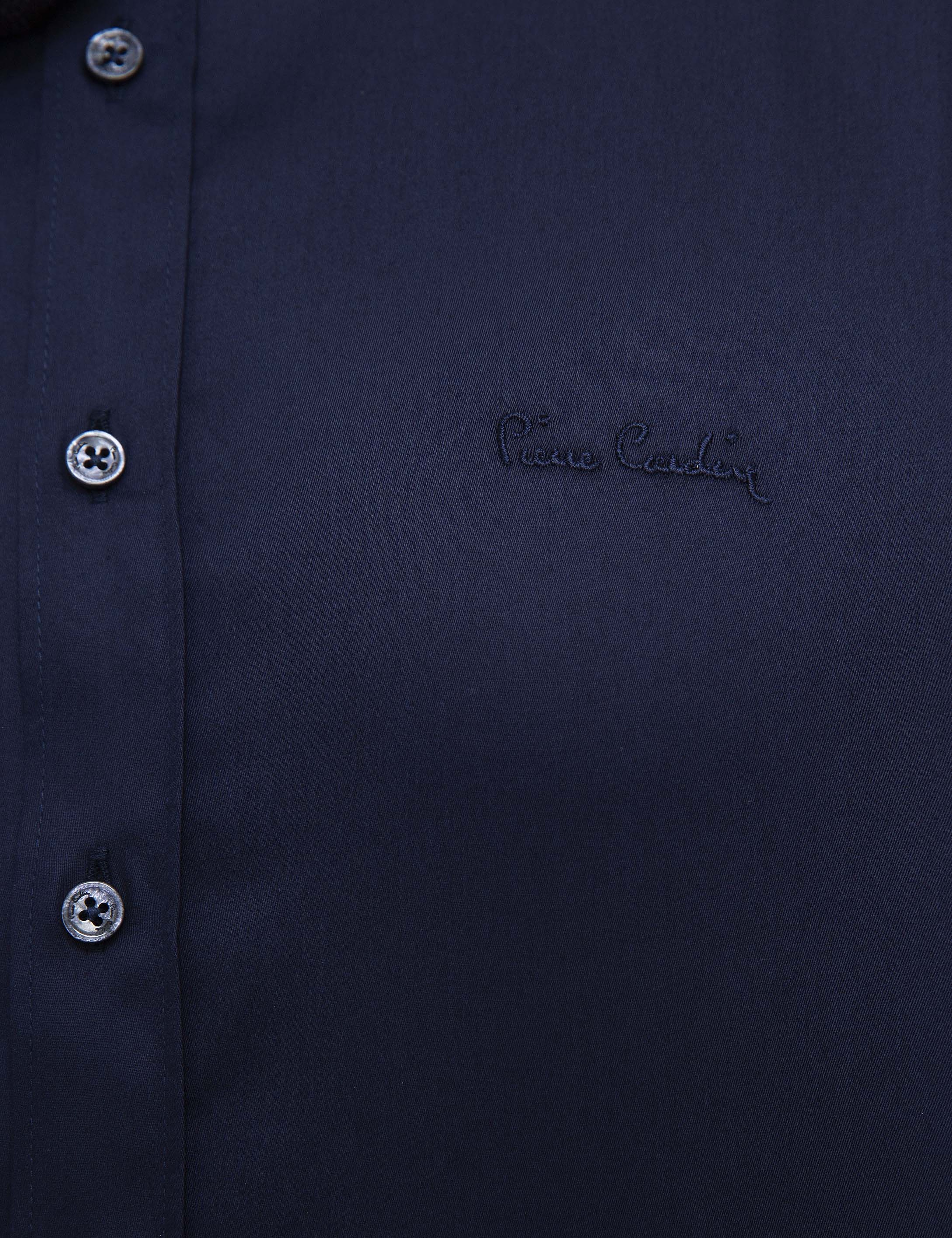 Lacivert Slim Fit Uzun Kollu Klasik Gömlek - Image 5