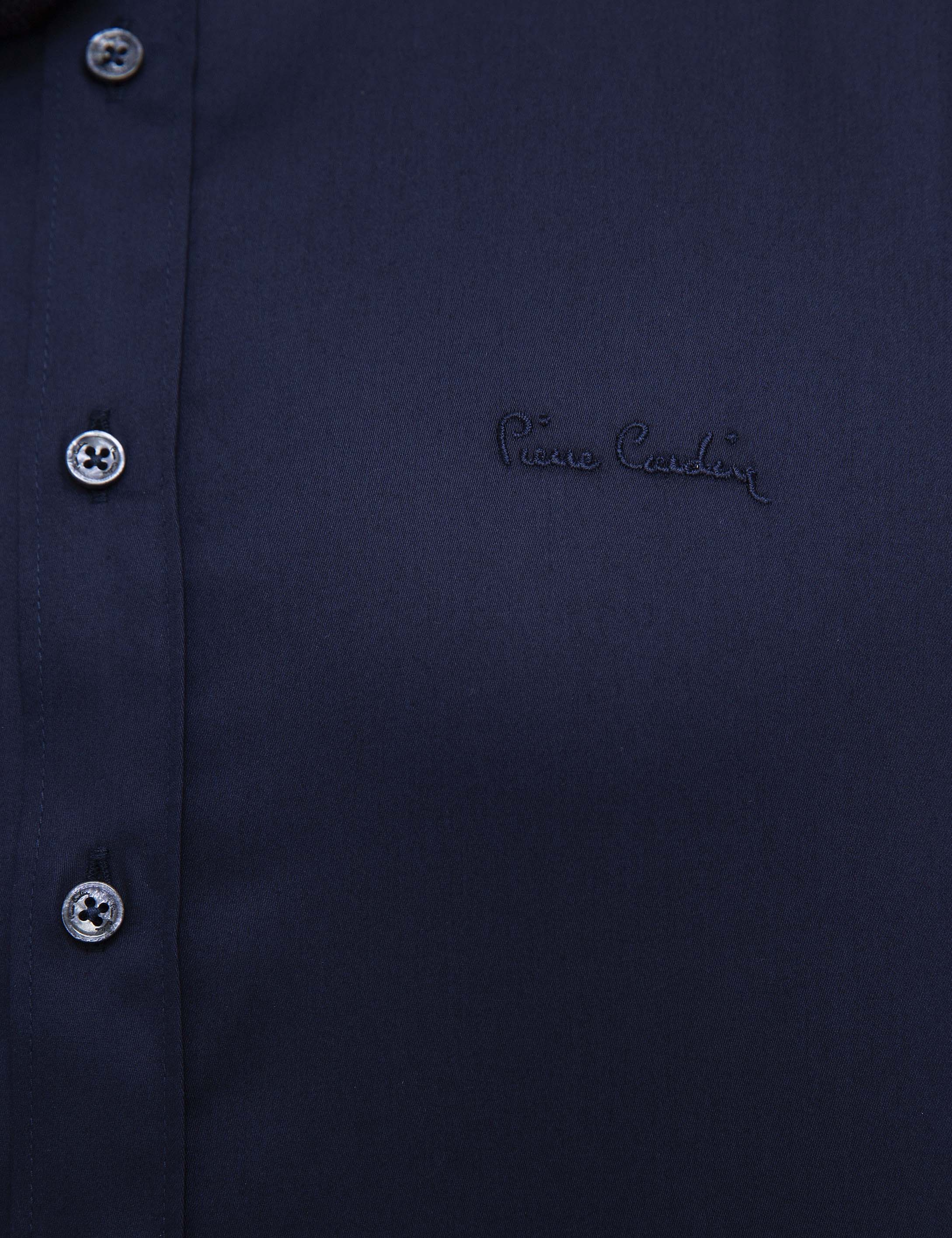 Lacivert Slim Fit Uzun Kollu Klasik Gömlek