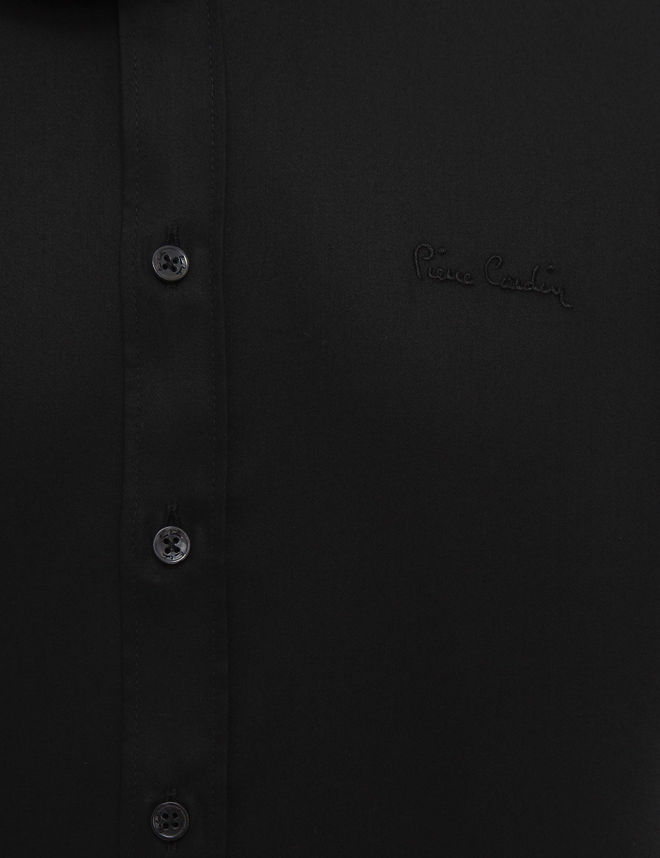 Siyah Slim Fit Uzun Kollu Klasik Gömlek - Image 5