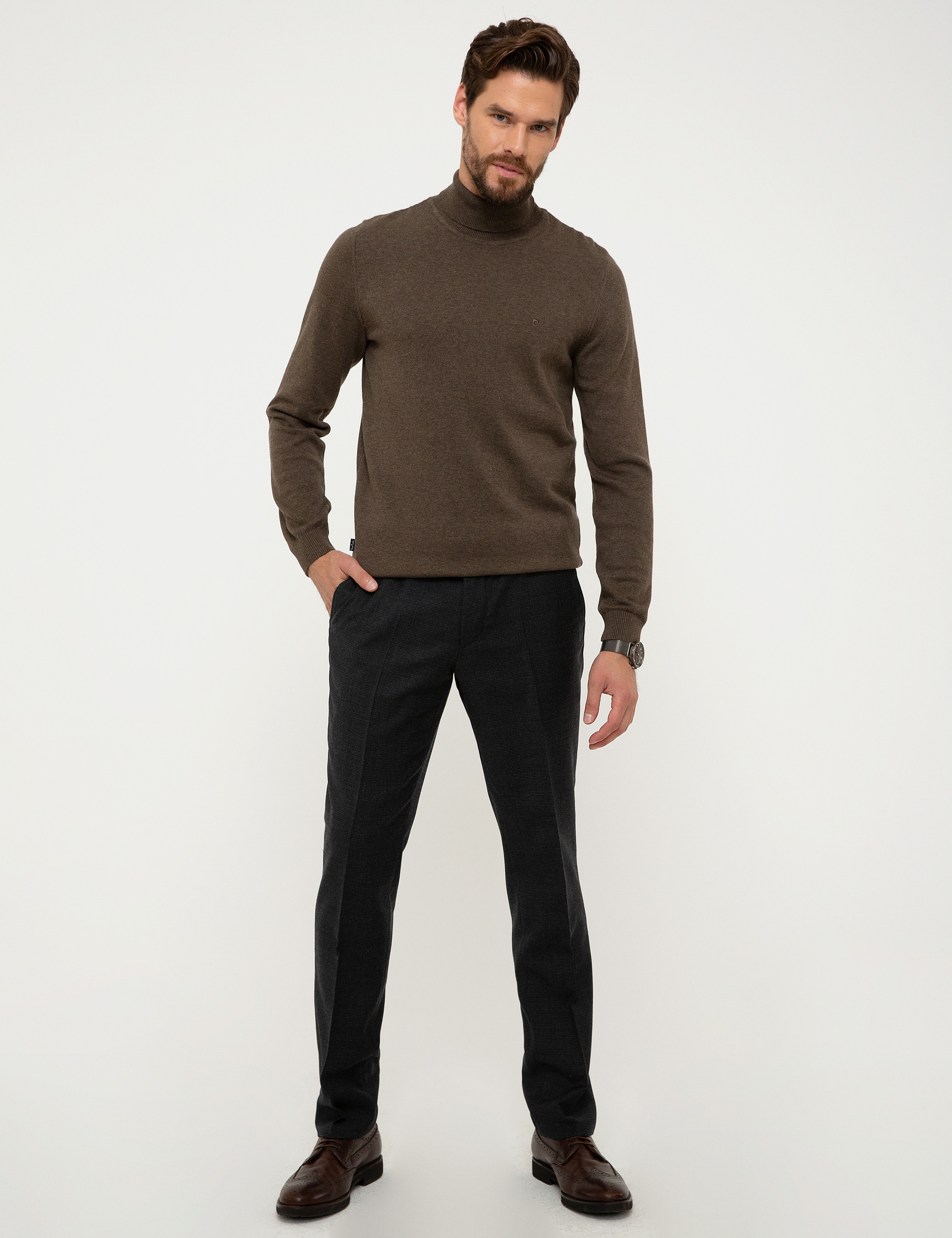Haki Melanj Slim Fit Tam Balıkçı Yaka Basic Triko Kazak - Image 5