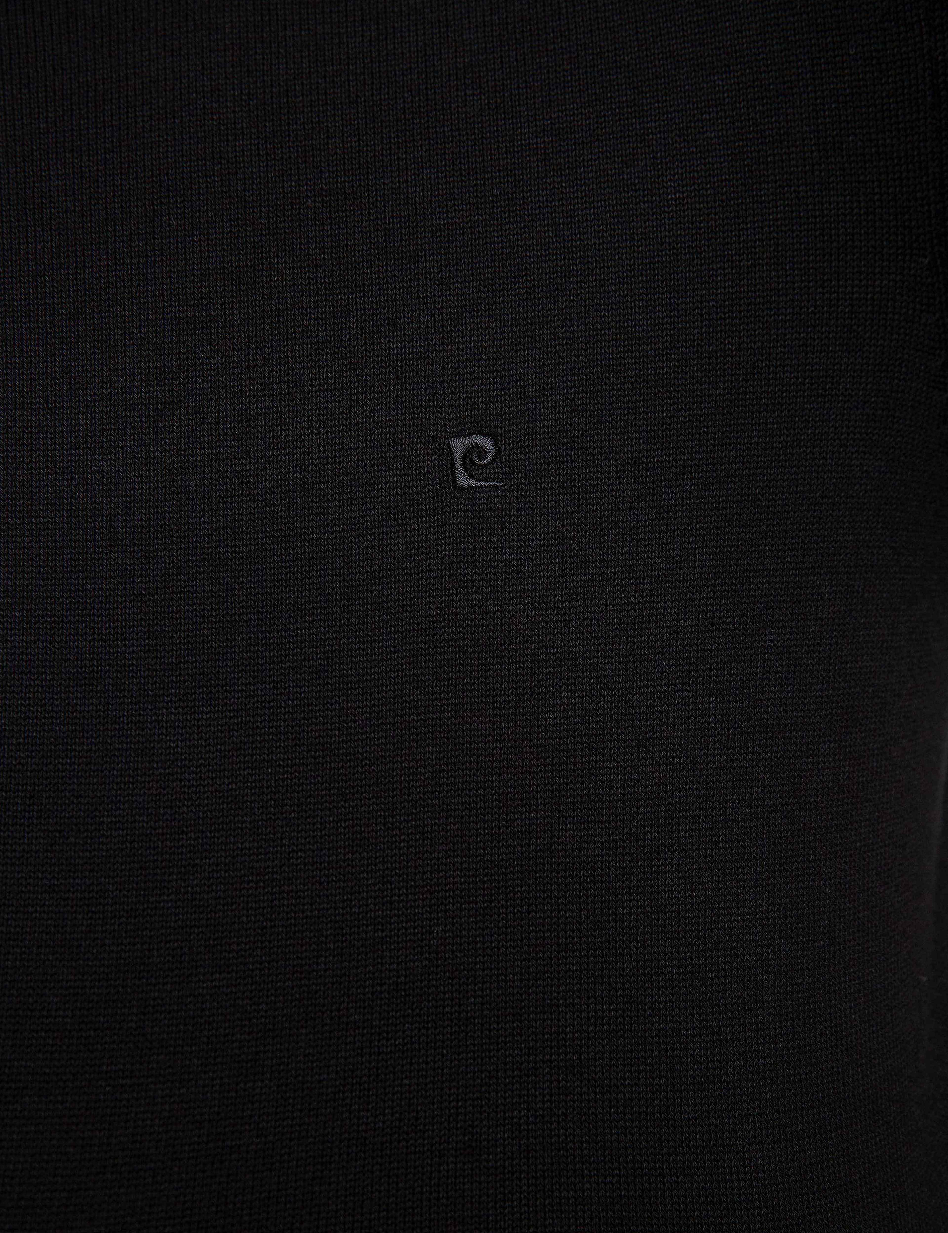 Siyah Slim Fit Bisiklet Yaka Basic Triko Kazak - Image 5
