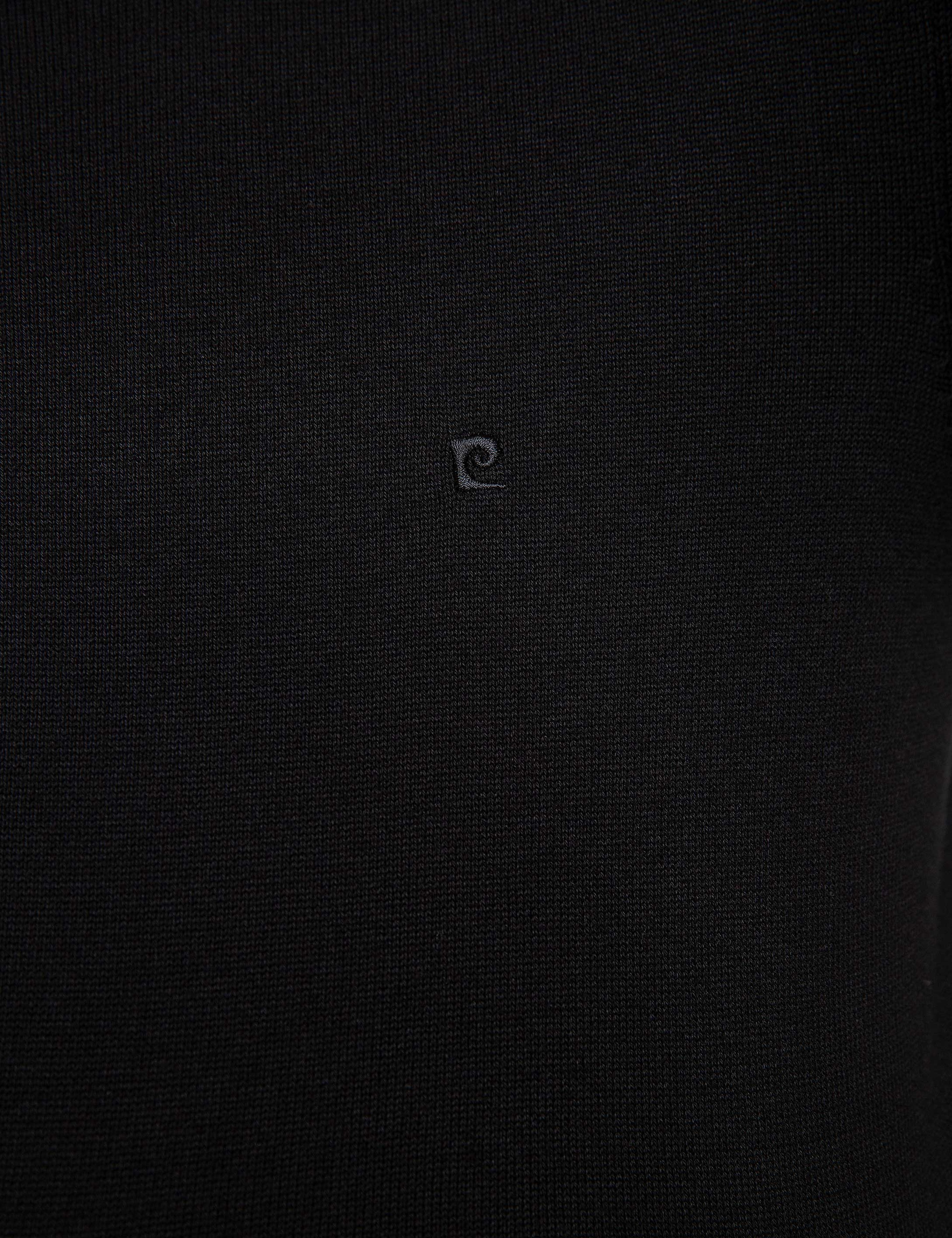 Siyah Slim Fit Bisiklet Yaka Basic Triko Kazak