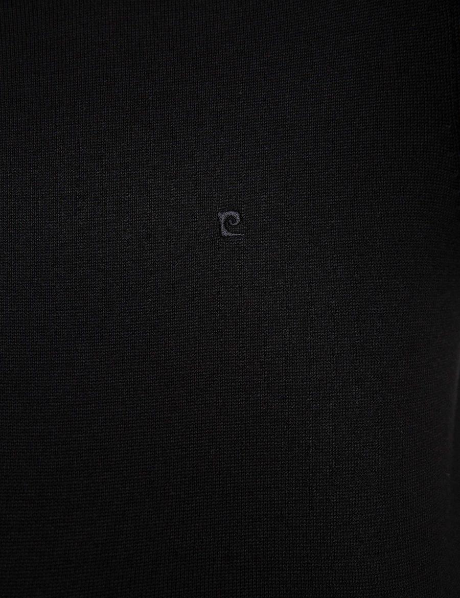 Siyah Slim Fit Bisiklet Yaka Basic Triko Kazak