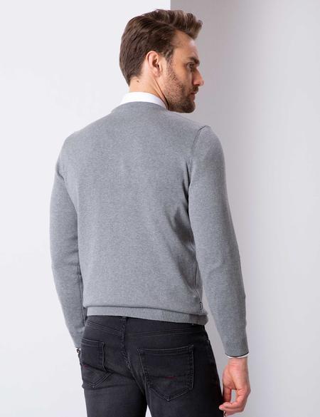 Gri Melanj Slim Fit Basic Kazak - 50207445163