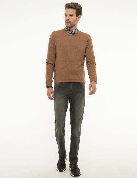 Taba Melanj Slim Fit Bisiklet Yaka Basic Triko Kazak - 50207445192