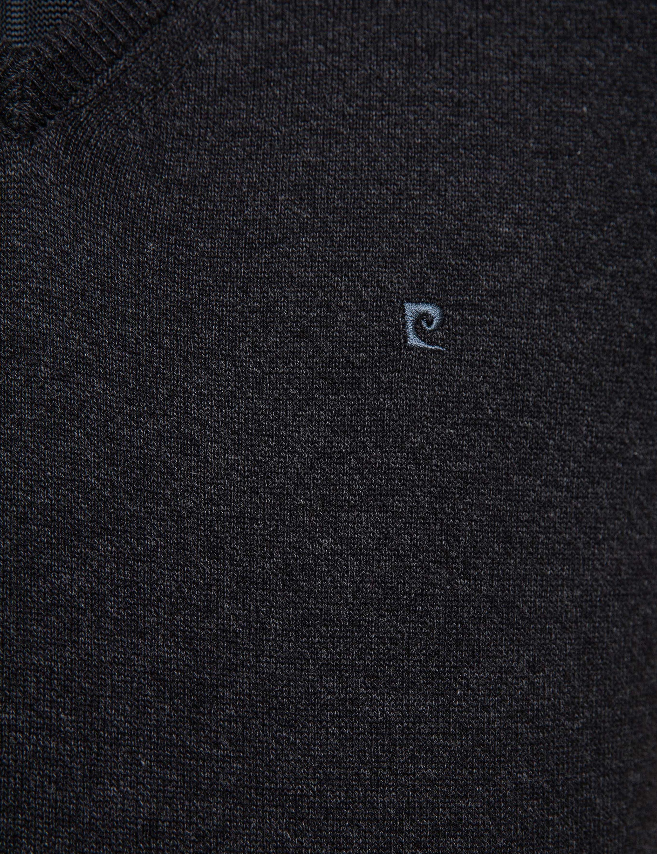 Antrasit Melanj Slim Fit V Yaka Basic Triko Kazak