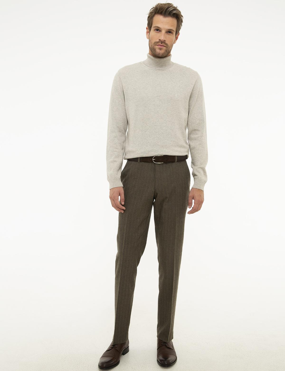 Kum Melanj Slim Fit Balıkçı Yaka Basic Triko Kazak - 50207572021