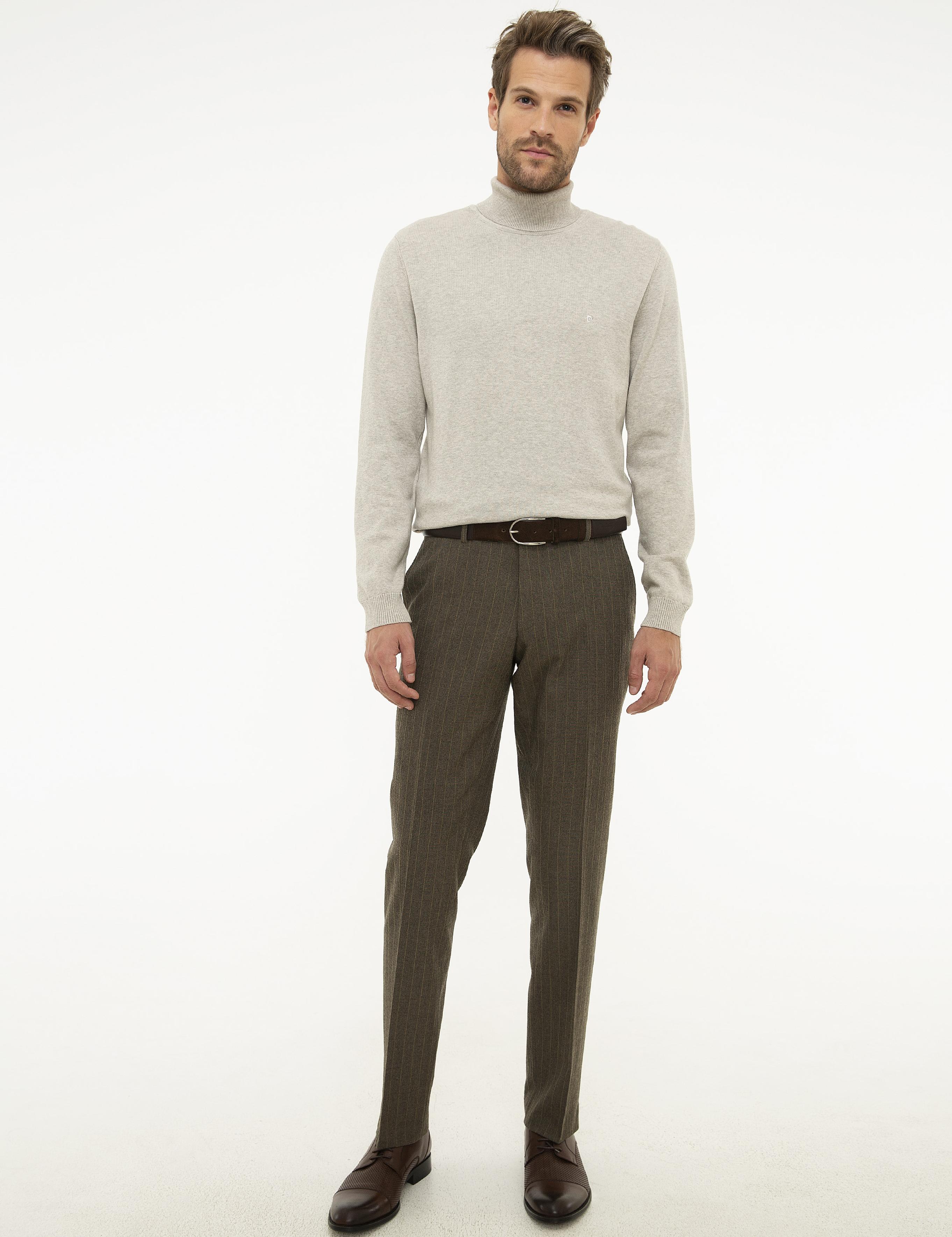 Kum Melanj Slim Fit Balıkçı Yaka Basic Triko Kazak