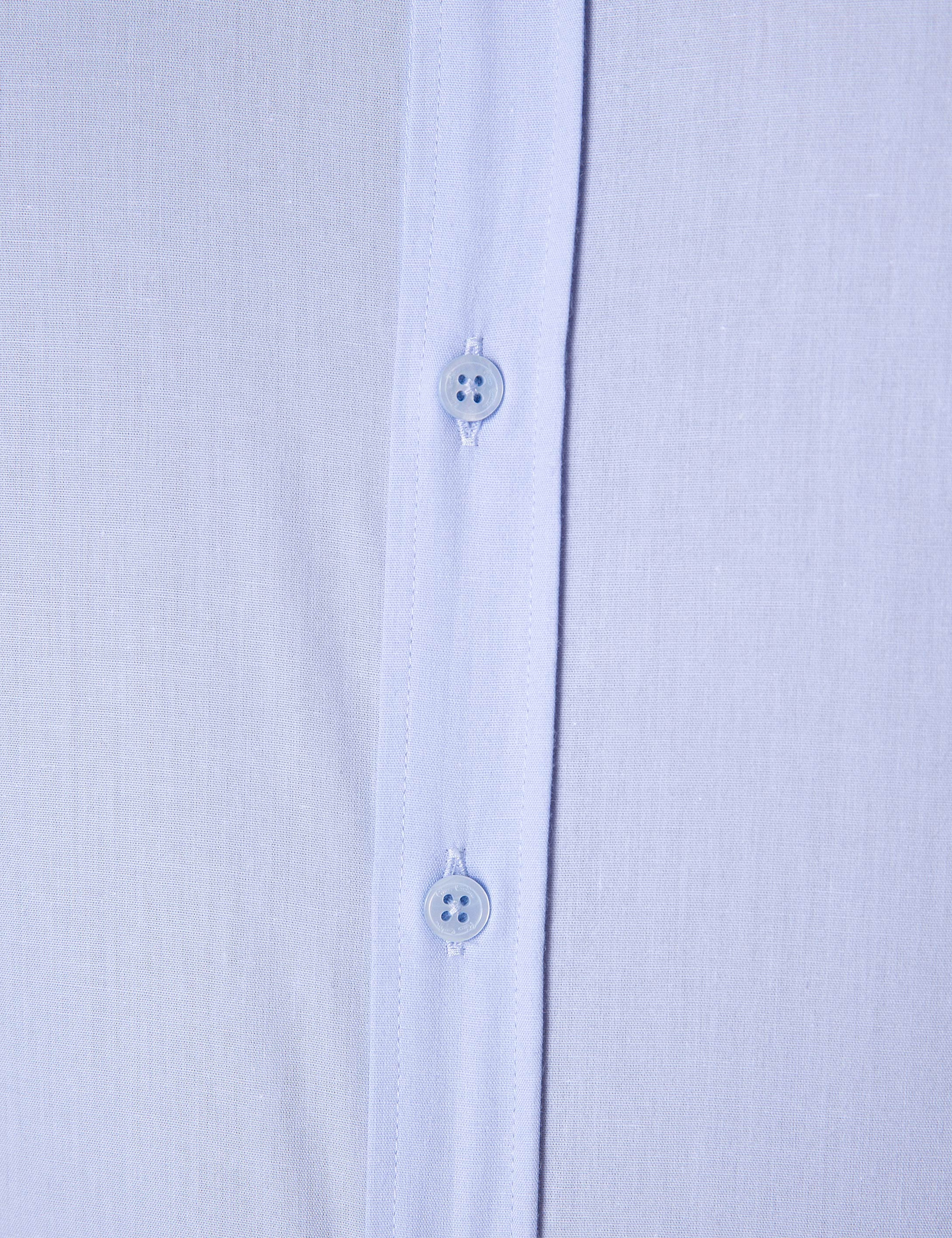 Açık Mavi Slim Fit Uzun Kollu Basic Gömlek - Image 5