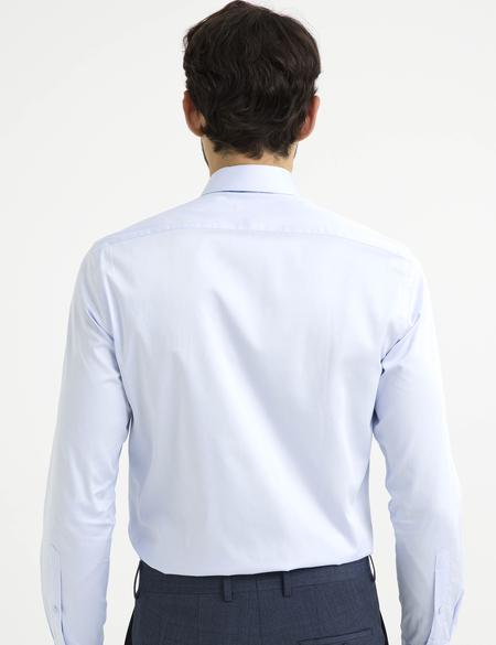 Açık Mavi Slim Fit Uzun Kollu Basic Gömlek - 50189526005