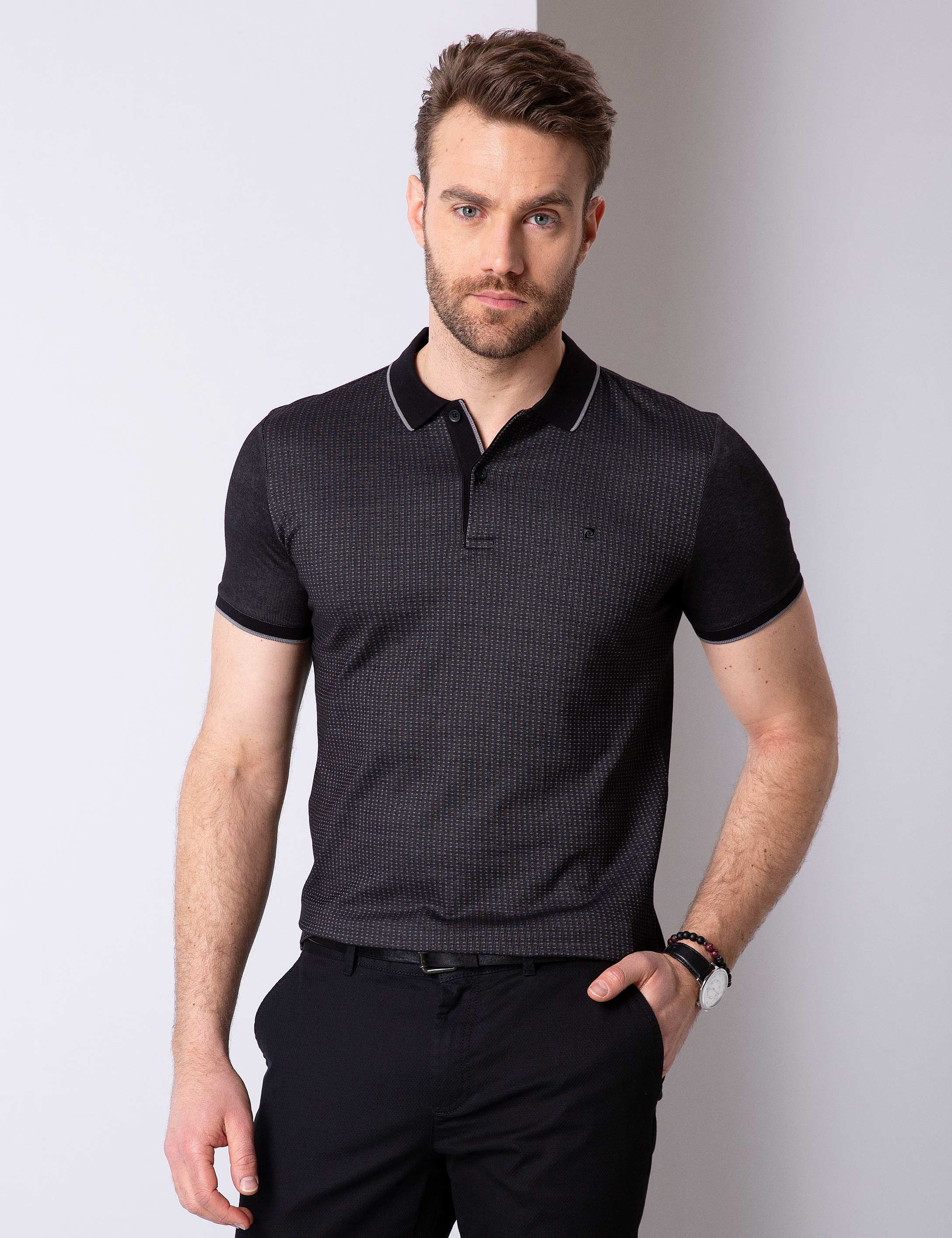 Siyah Slim Fit Polo Yaka T-Shirt