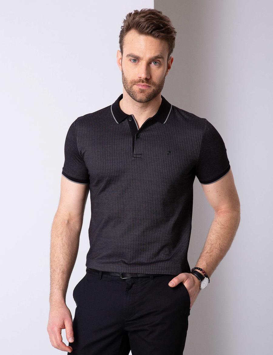 Siyah Slim Fit Polo Yaka T-Shirt