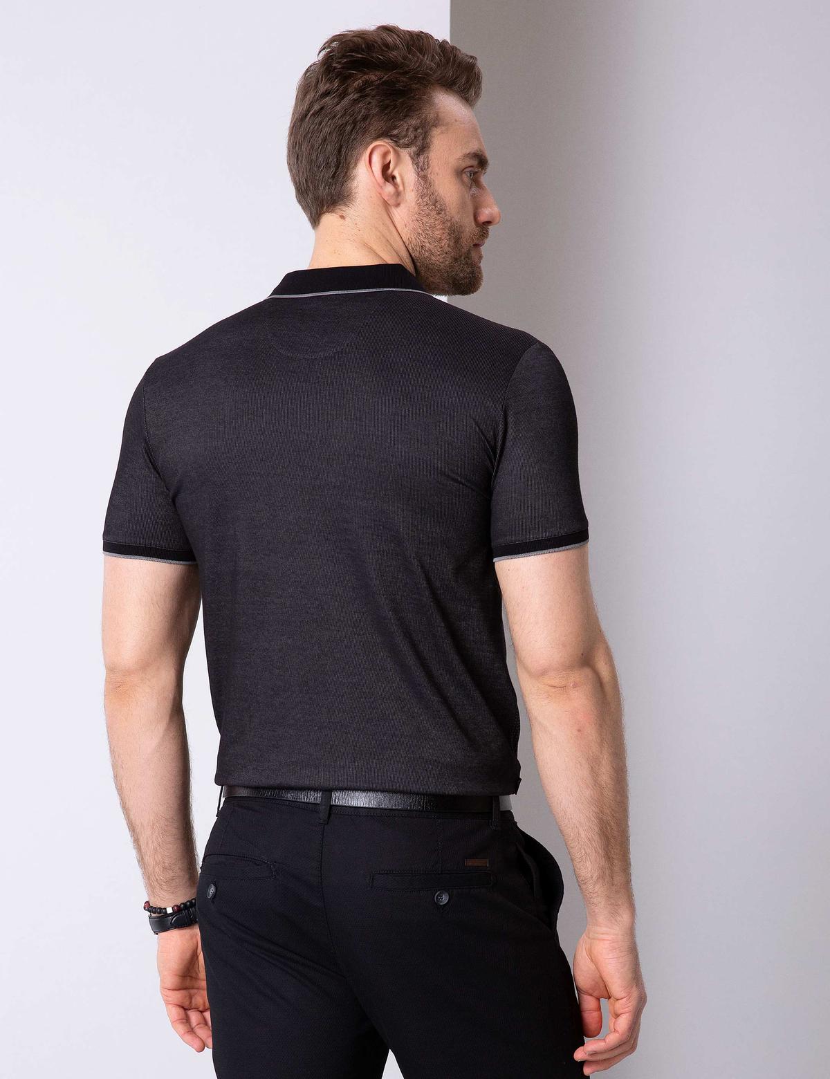 Siyah Slim Fit Polo Yaka T-Shirt - 50199311025