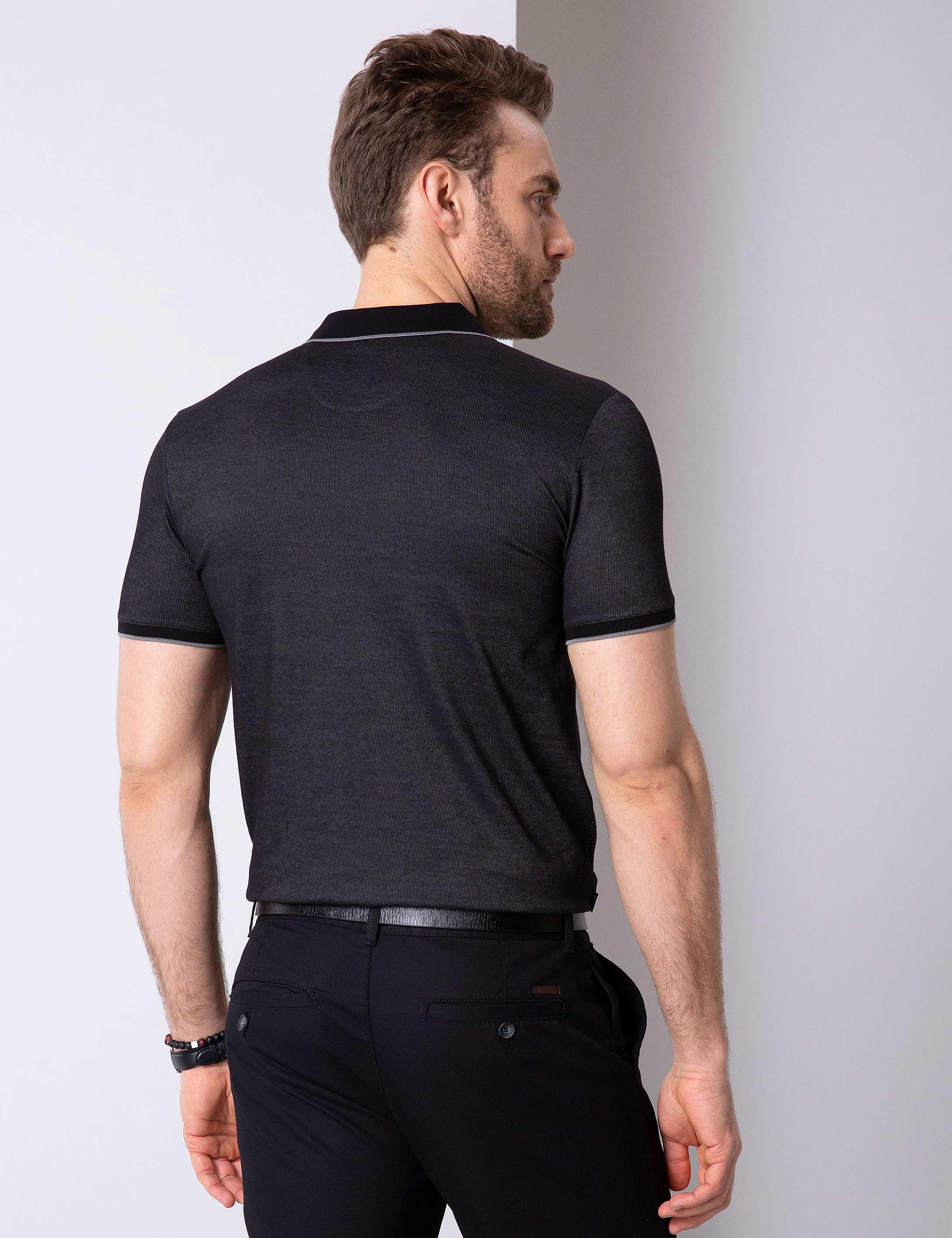 Siyah Slim Fit Polo Yaka T-Shirt