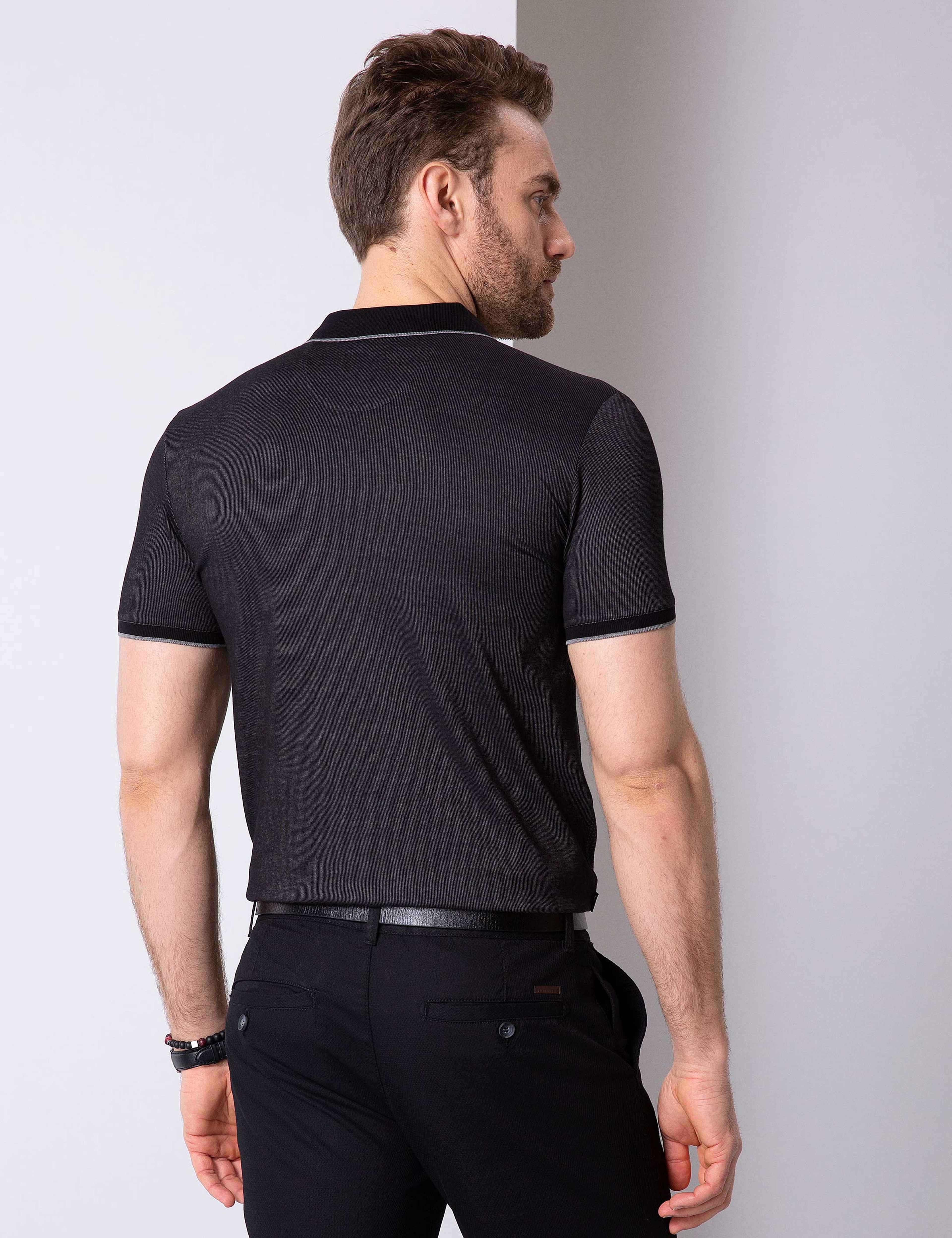 Siyah Slim Fit Polo Yaka T-Shirt