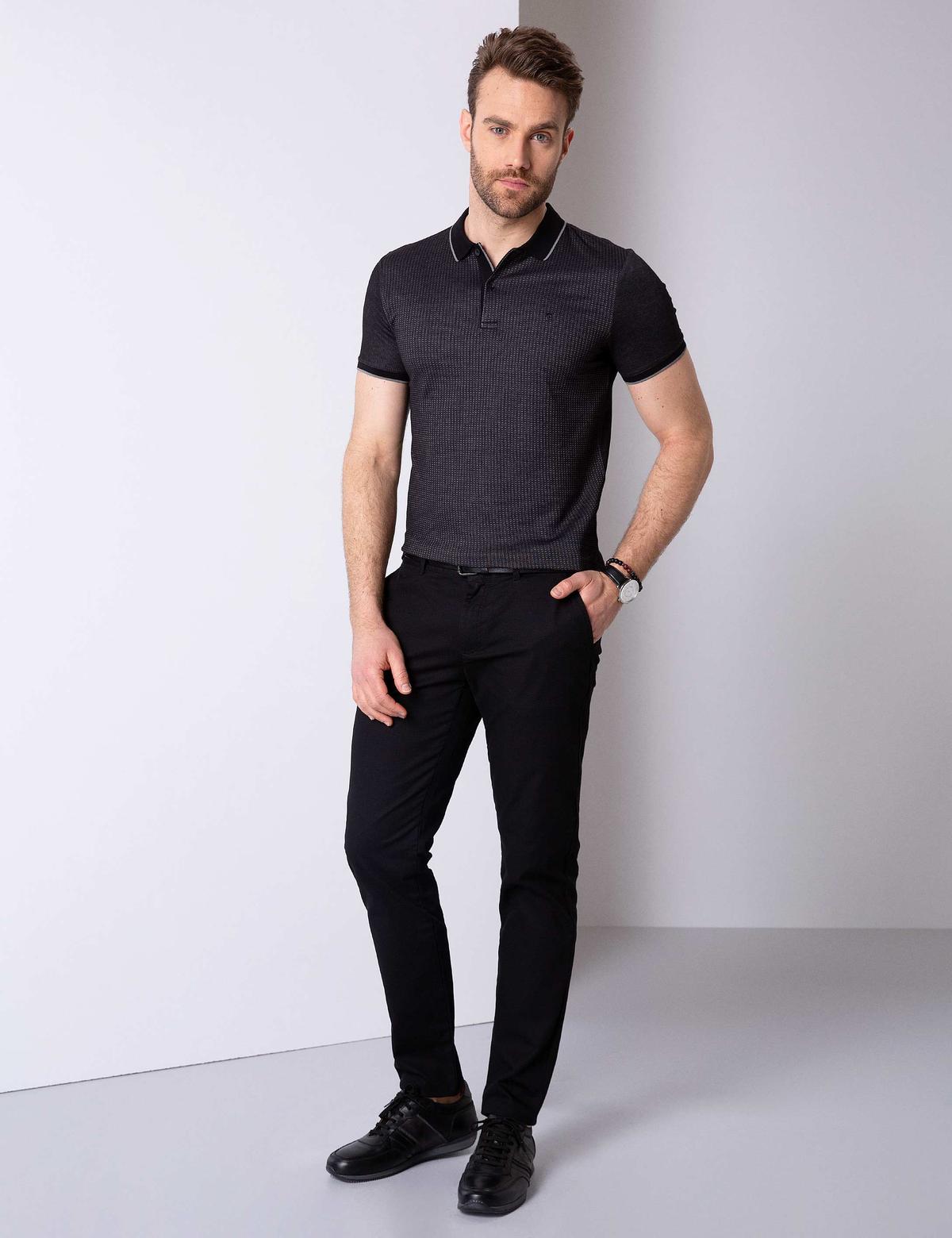 Siyah Slim Fit Polo Yaka T-Shirt - 50199311025