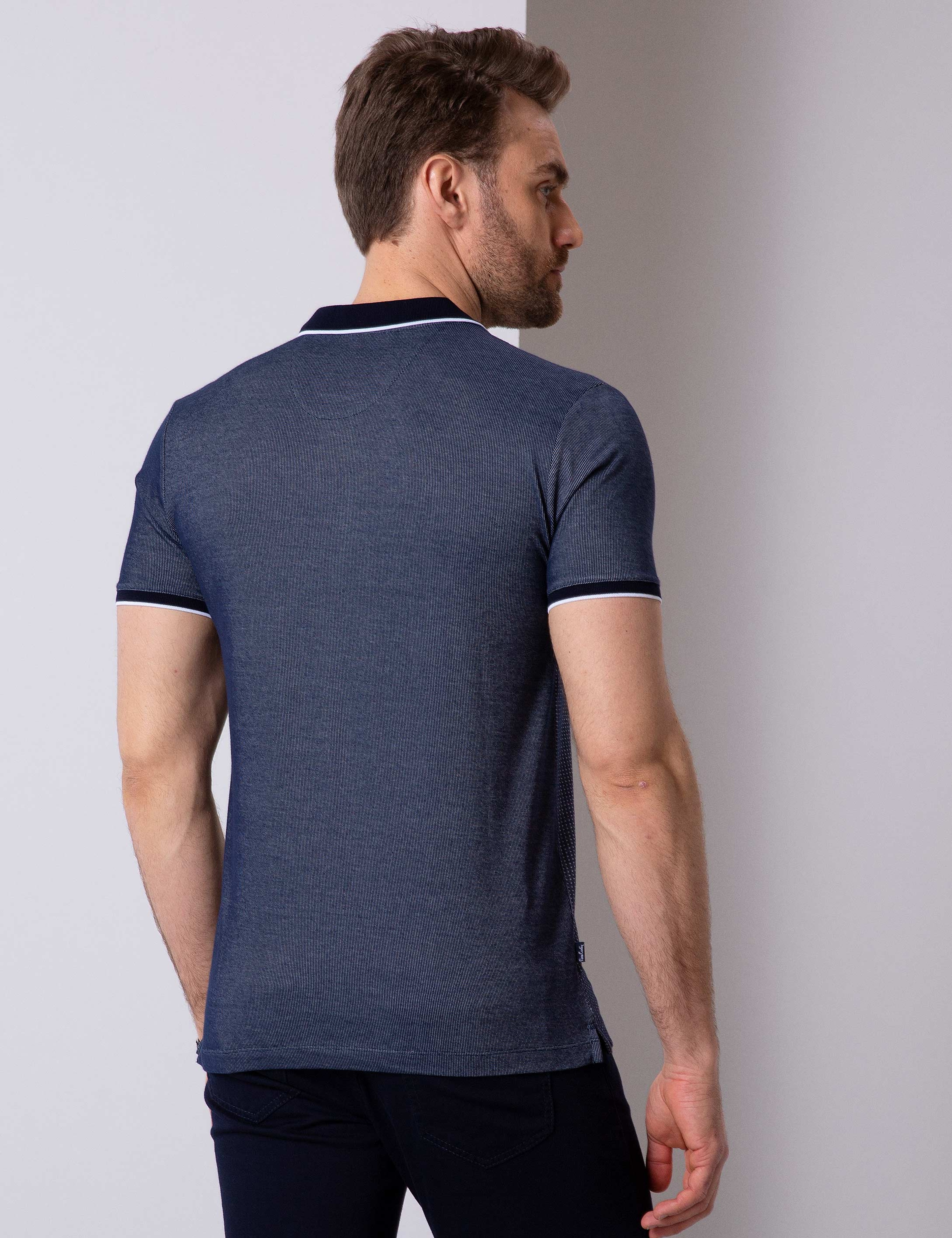 Lacivert Slim Fit Polo Yaka T-Shirt - Image 4