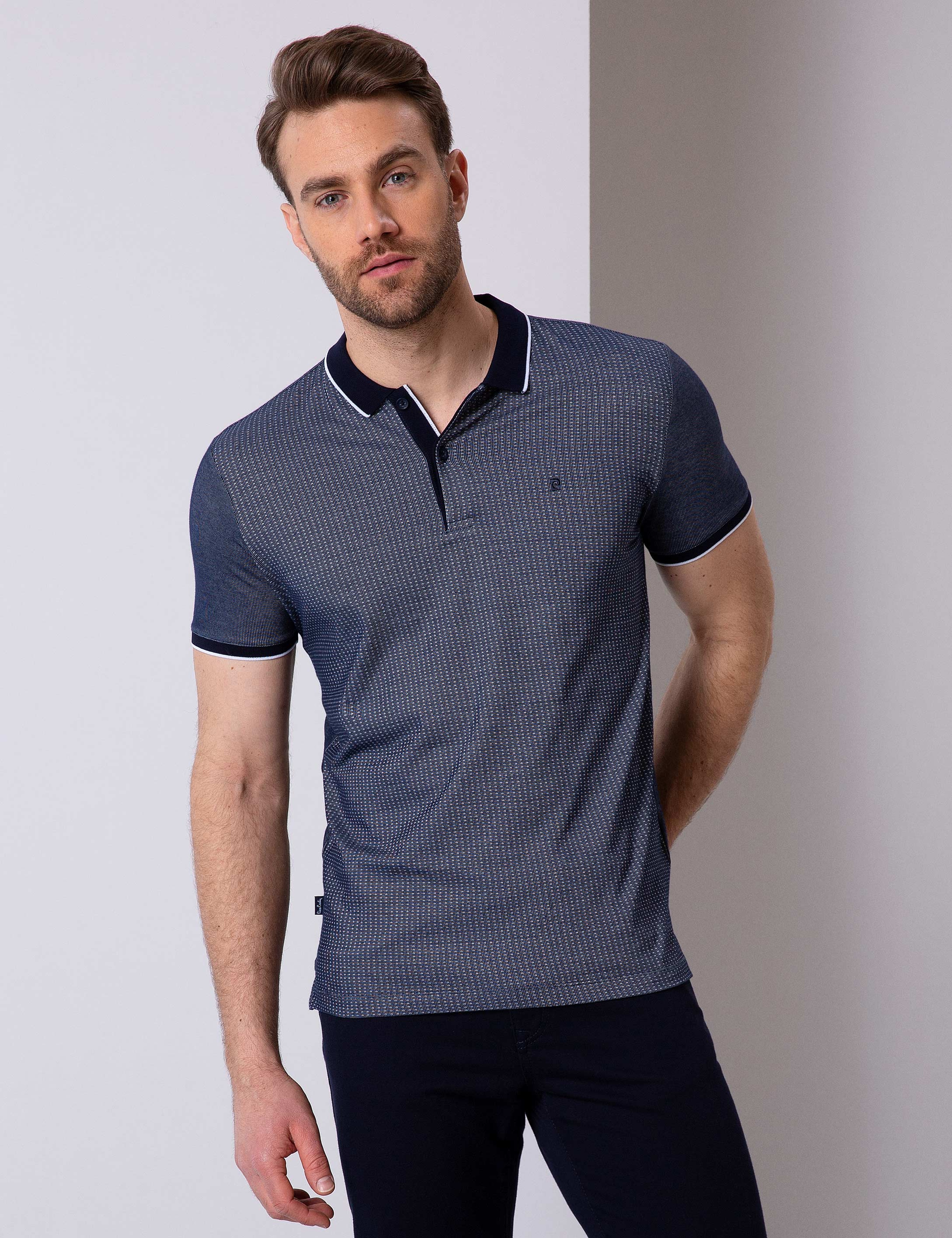 Lacivert Slim Fit Polo Yaka T-Shirt