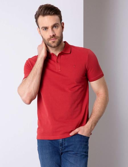 Kiremit Slim Fit Basic Polo Yaka T-Shirt - 50199338168