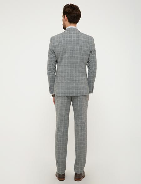Gri Ekose Ekstra Slim Fit Yelekli Takım Elbise - 50199953002