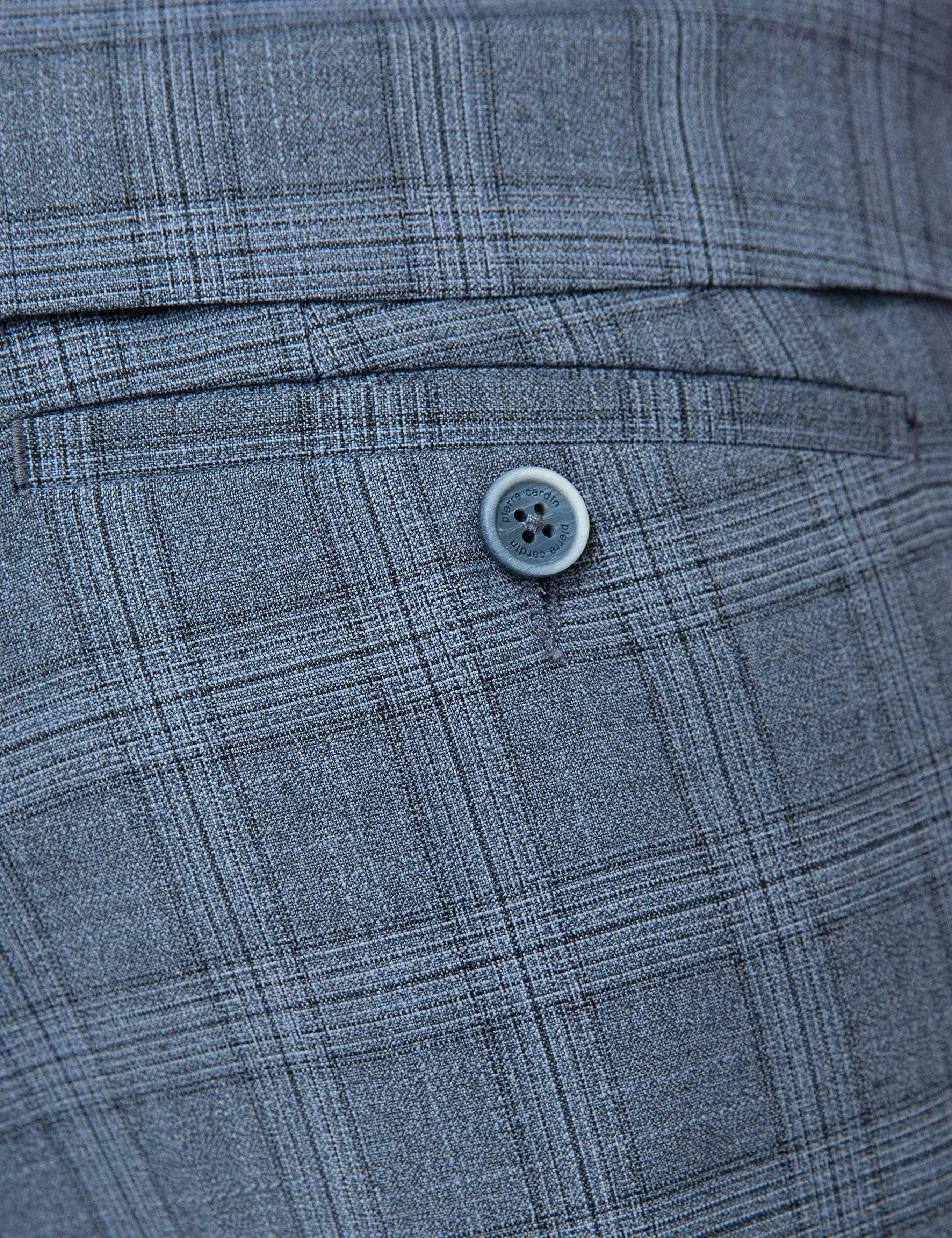 Mavi Ekose Ekstra Slim Fit Yelekli Takım Elbise