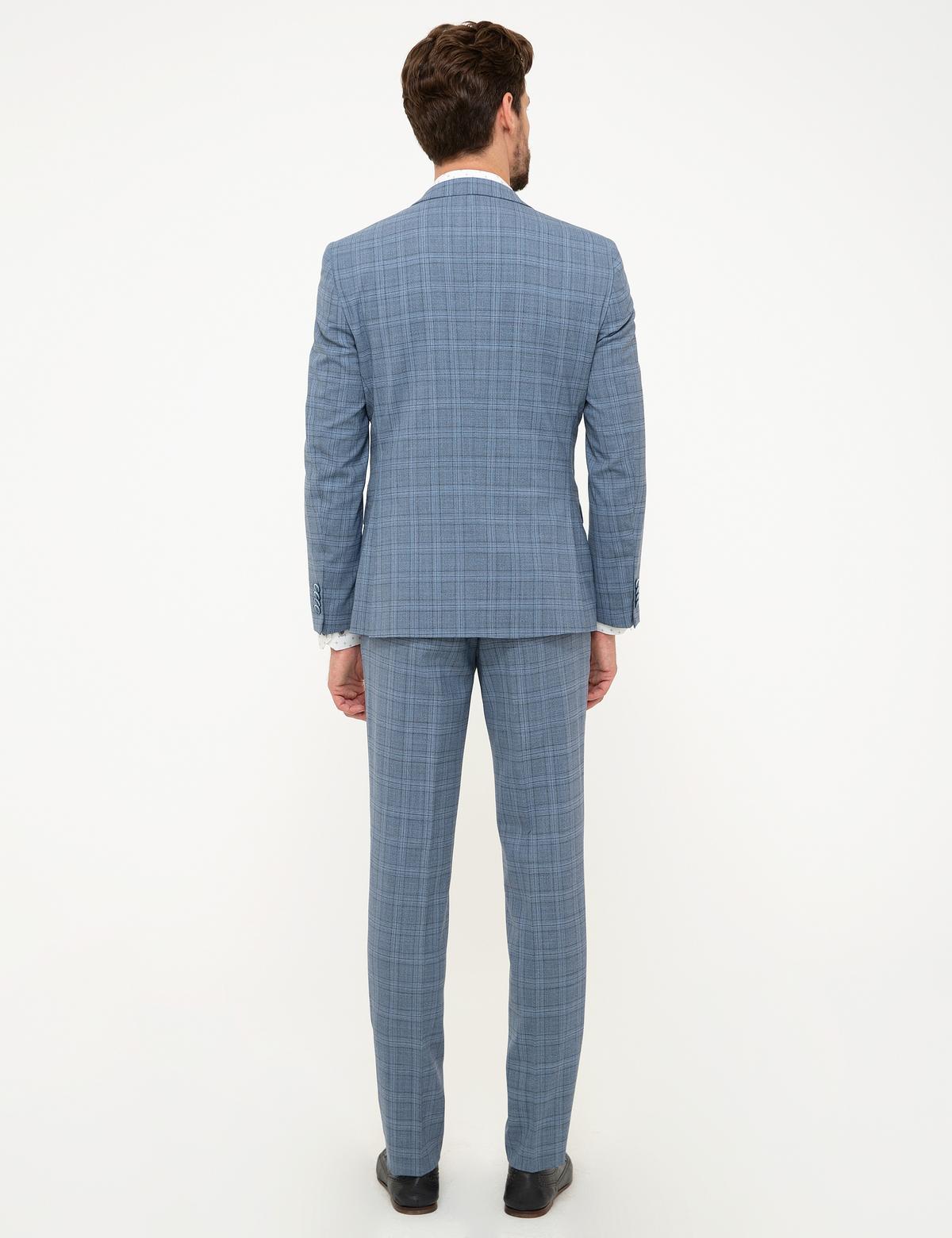 Mavi Ekose Ekstra Slim Fit Yelekli Takım Elbise - 50199953041