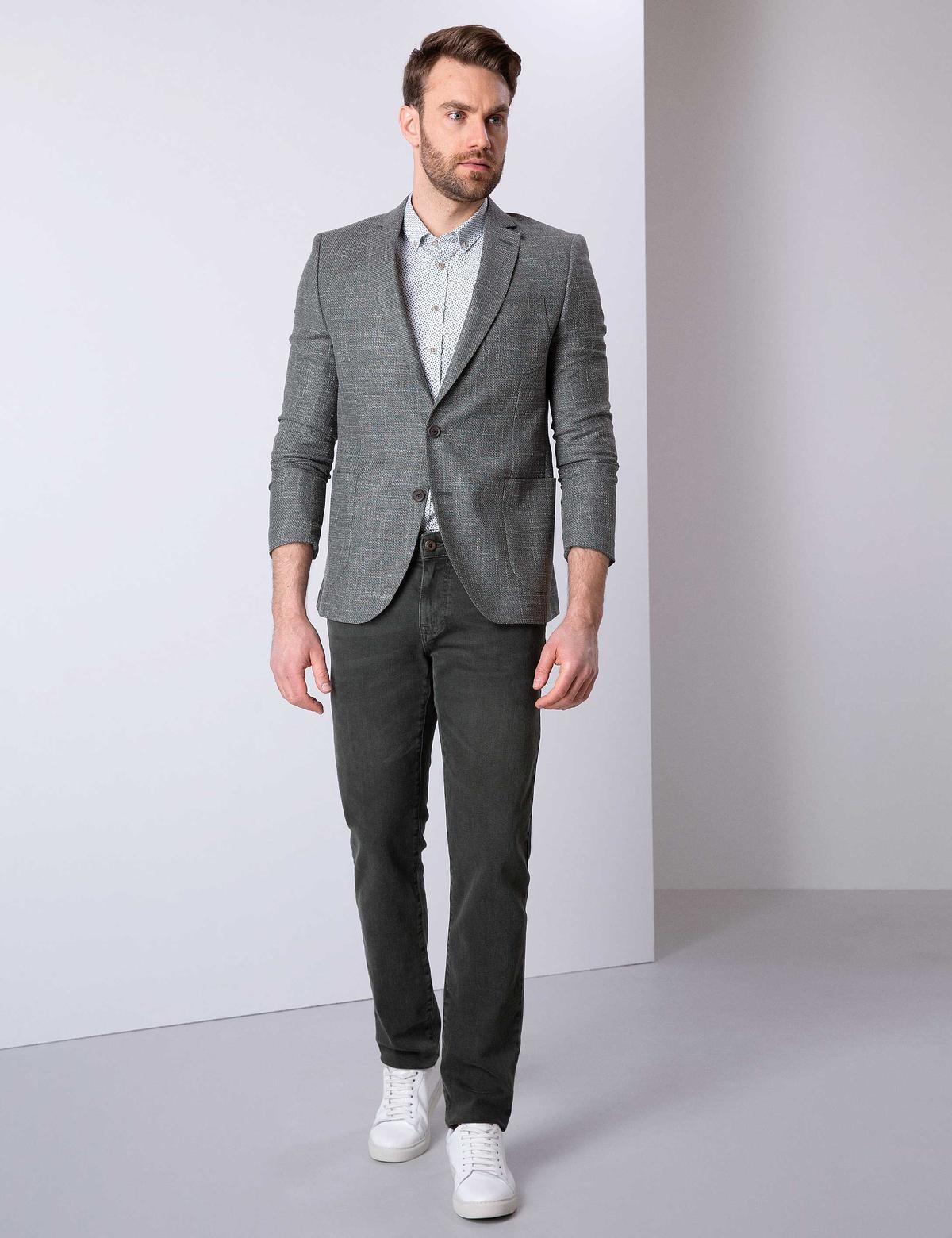 Koyu Yeşil Ekstra Slim Fit Ceket - 50199987113